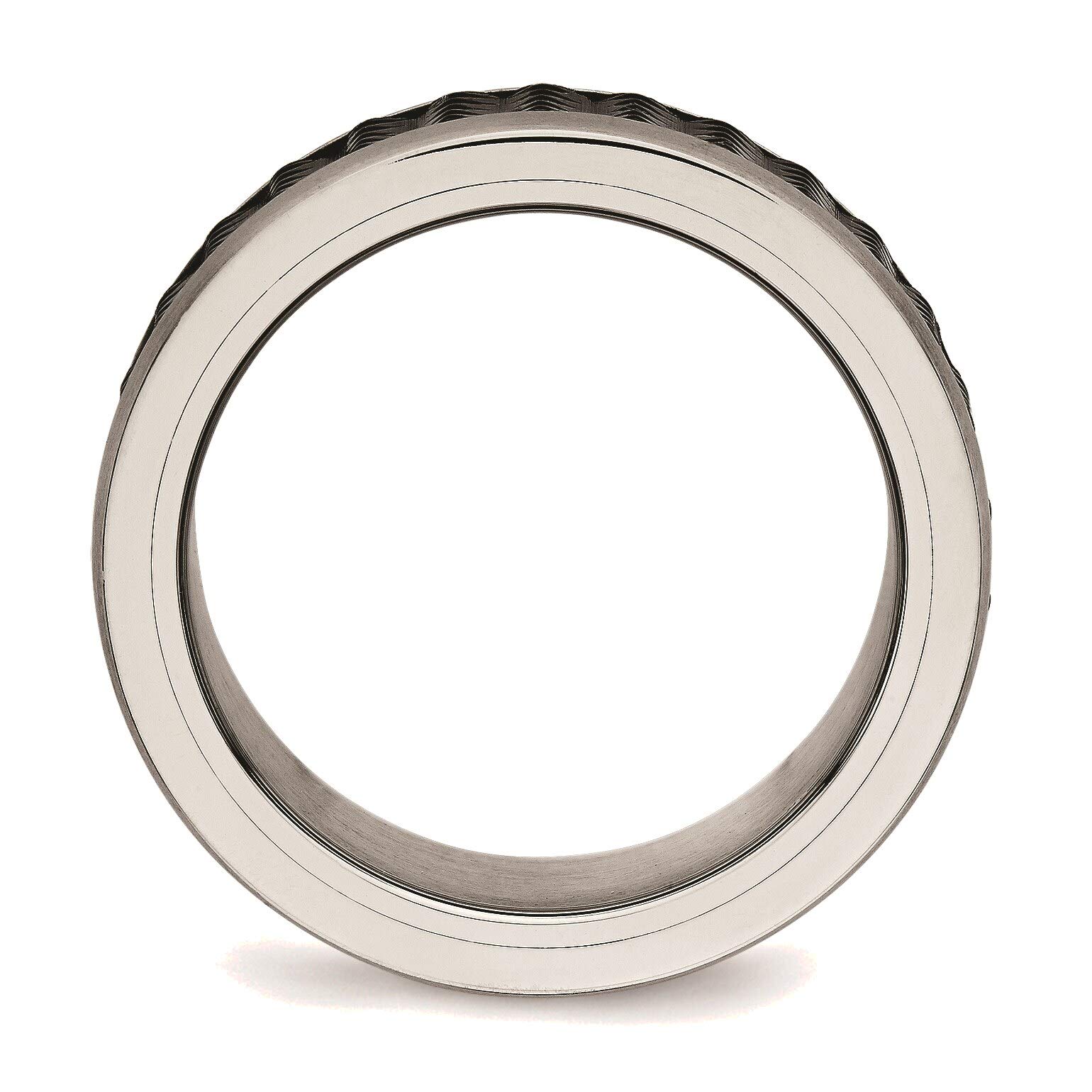 Bonyak Stainless Steel Textured Ring - Brushed/Polished Black IP Finish - Size 13 - Durable & Hypoallergenic Jewelry for Men & Women - Perfect for Everyday Wear, Gifts & Special Occasions
