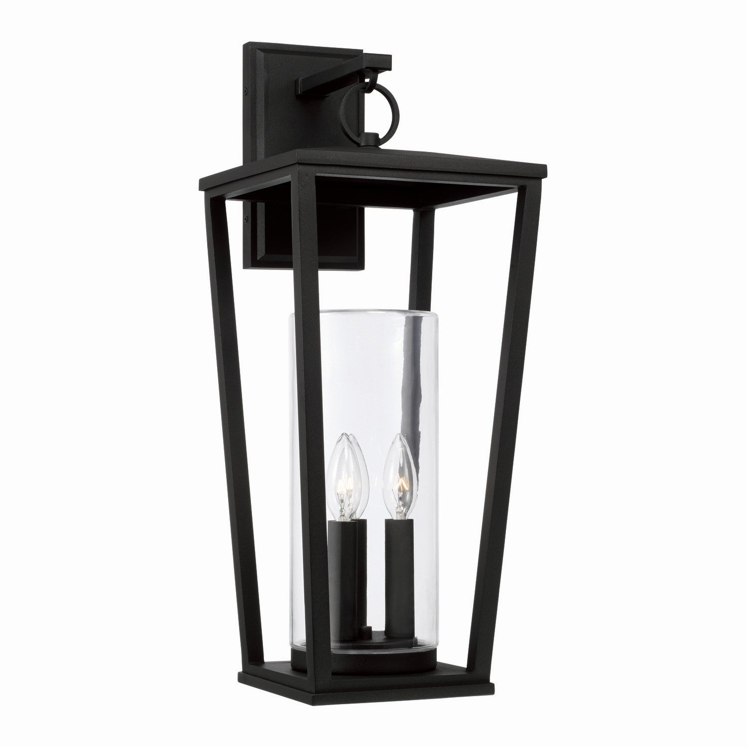 Capital Lighting Three Light Outdoor Wall Lantern - Weatherproof Exterior Sconce for Porch, Patio & Garden - Black Finish with Clear Glass Shades