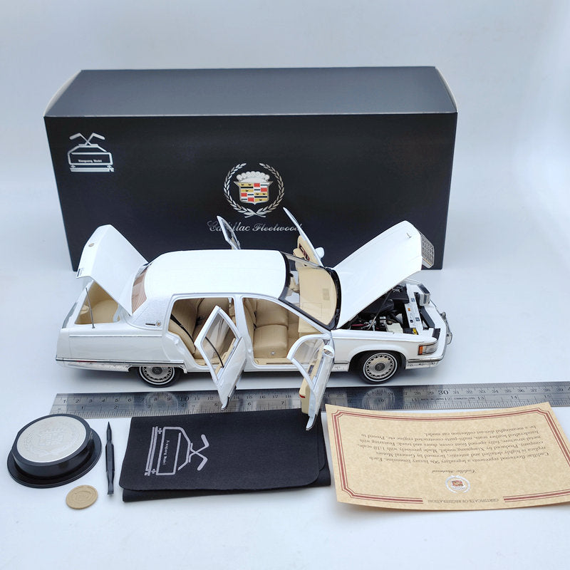 1:18 Scale 1993 Cadillac Fleetwood Sedan White Diecast Model Car - Limited Edition Collectible for Car Enthusiasts & Gift for Auto Lovers - Perfect for Display, Collection, and Home/Office Decoration