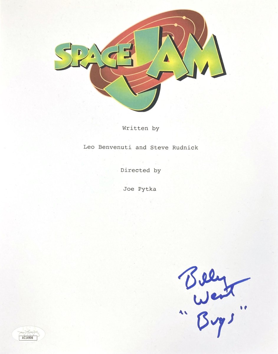 Billy West Autographed Space Jam Movie Script Cover with Bugs Bunny Inscription - JSA Certified - Perfect for Collectors, Fans, and Movie Memorabilia Displays
