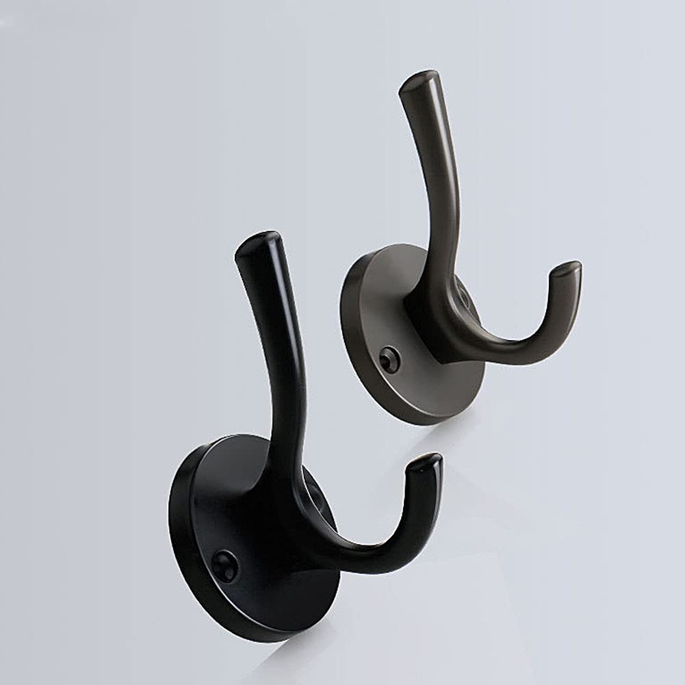 CALIDAKA 4 Pack Gold Wall Hooks - Heavy Duty Metal Coat Hooks for Hanging Coats, Hats & Towels - Double Hooks for Bathroom, Bedroom & Entryway - Rustproof Wall Mounted Hooks for Home & Office Organization