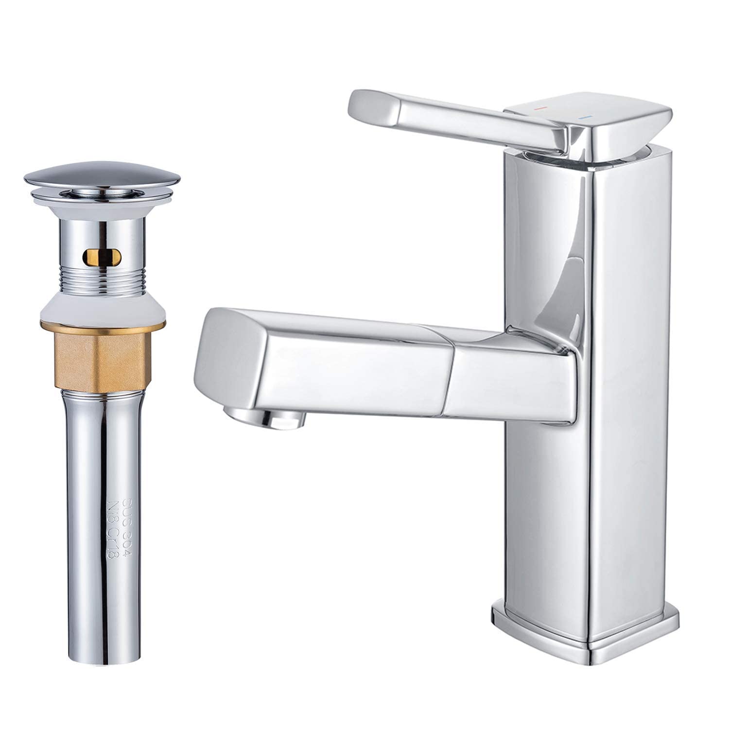KAIYING Chrome Bathroom Sink Faucet with Pull Out Sprayer & Pop Up Drain Stopper - Modern Waterfall Design for Easy Cleaning | Perfect for Bathroom Vanity, Guest Bath, and Powder Room Upgrades