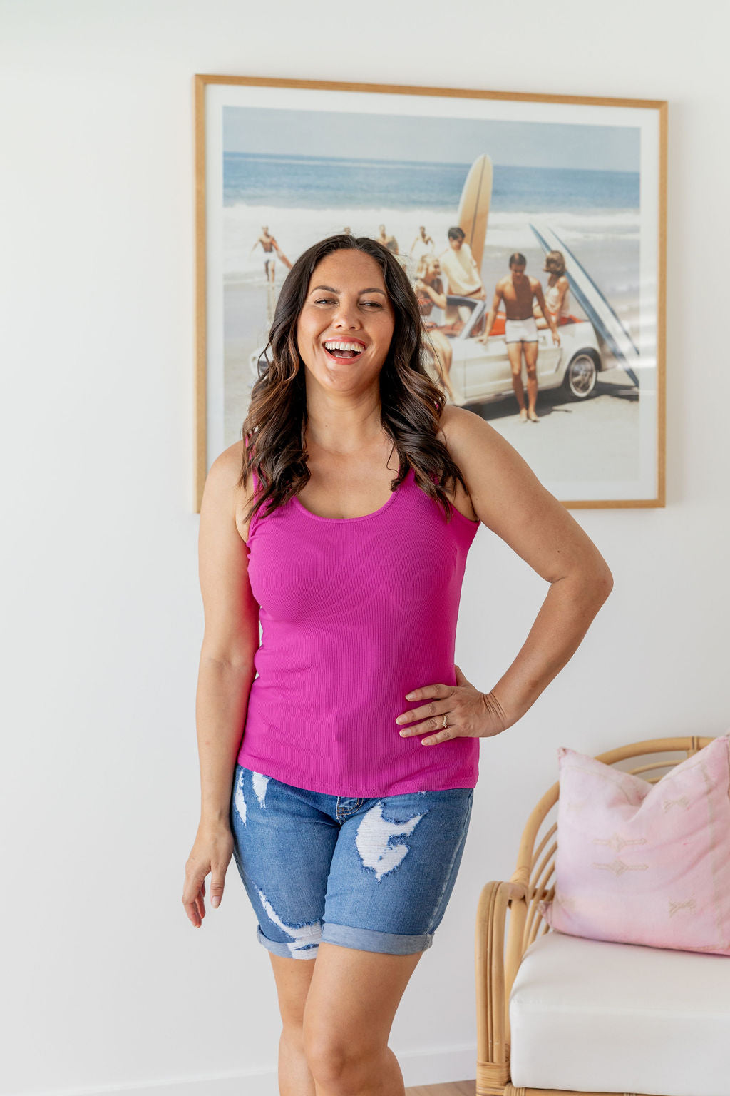 Fuchsia Billi Tank Top for Women - Stylish Casual Blouse for Summer Outfits & Beach Wear