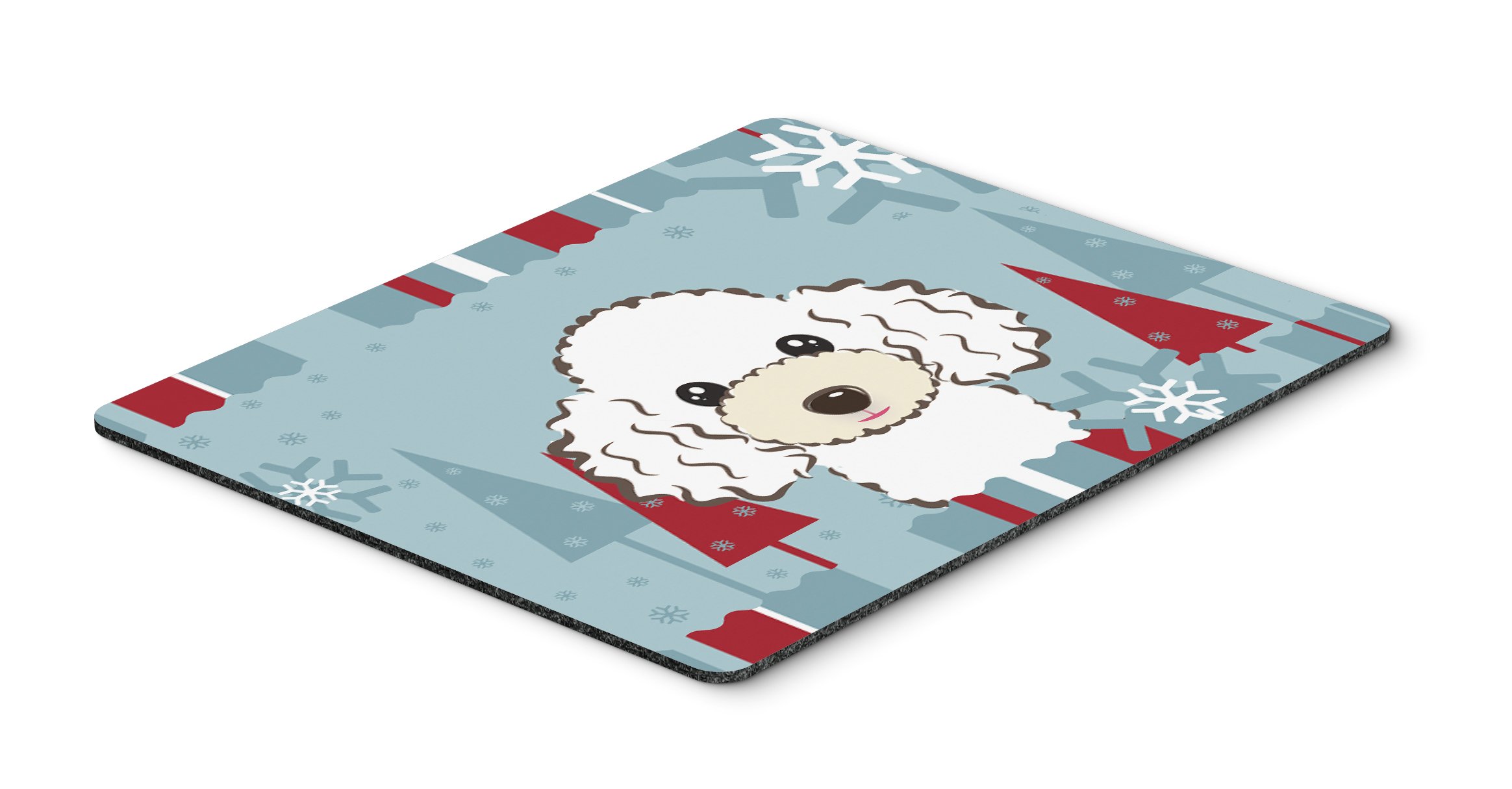 Caroline's Treasures BB1753MP Winter Holiday White Poodle Mouse Pad - Large Washable Non-Slip Desk Mat for Home Office, Gaming & Computer Work | Perfect Gift for Dog Lovers & Christmas Decor