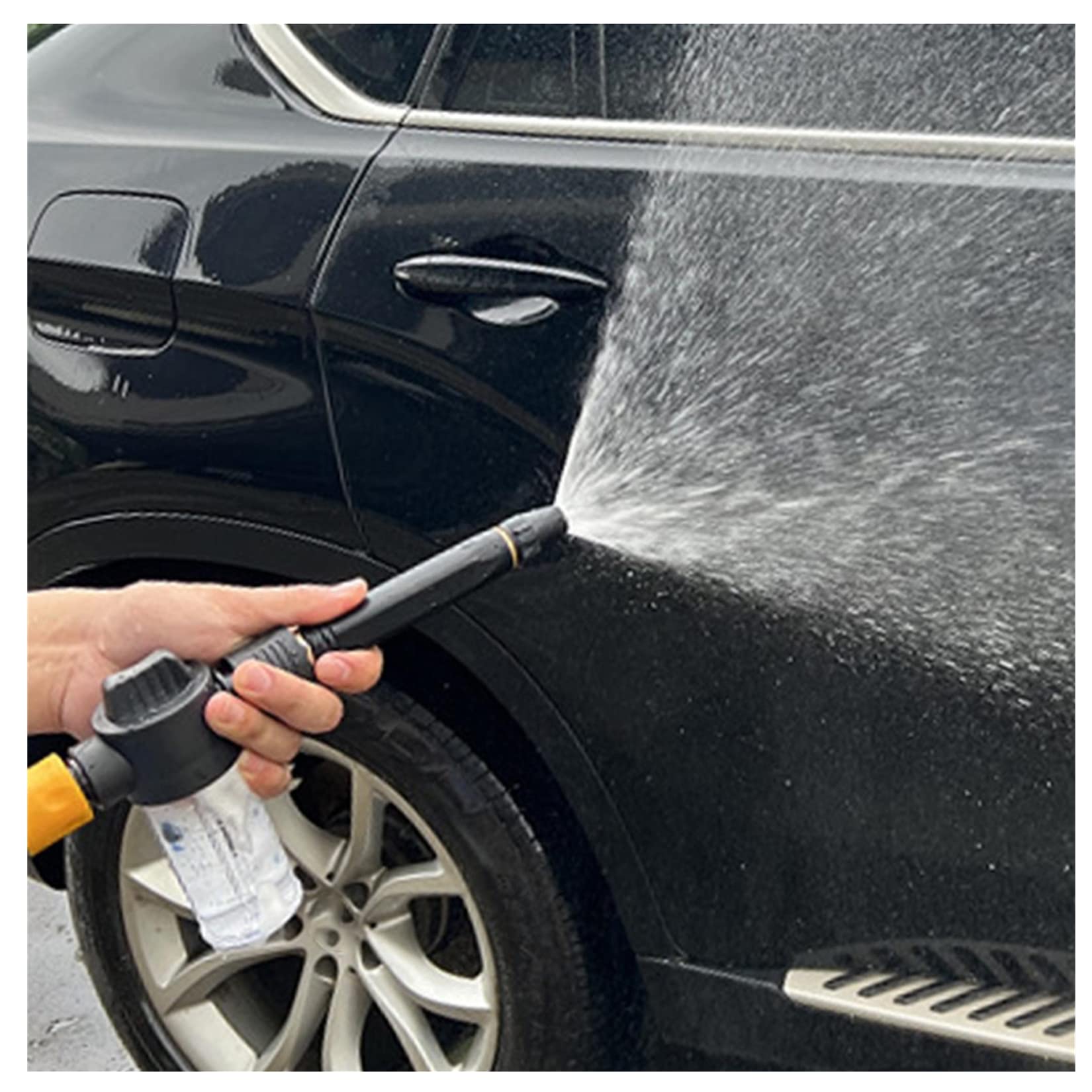 TOPUUTP Alloy Copper Plated High Pressure Power Washer Spray Nozzle - Adjustable Direct Spray Water Nozzle with 4 Connectors & Foam Pot for Car Washing, Home & Garden Cleaning (1 Nozzle + 4 Connectors + 1 Foam Pot) - Perfect for Vehicle Detailing, Patio Cleaning and Outdoor Equipment Maintenance