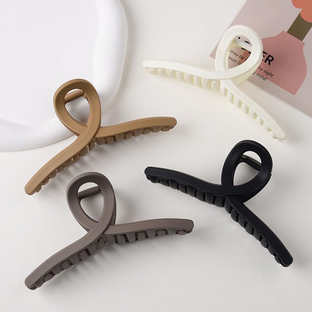 4pcs Matte Hair Claw Clips for Women & Girls - 4 Inch Non-Slip Strong Hold Hair Accessories for Thick Hair, Wedding, Party & Everyday Use
