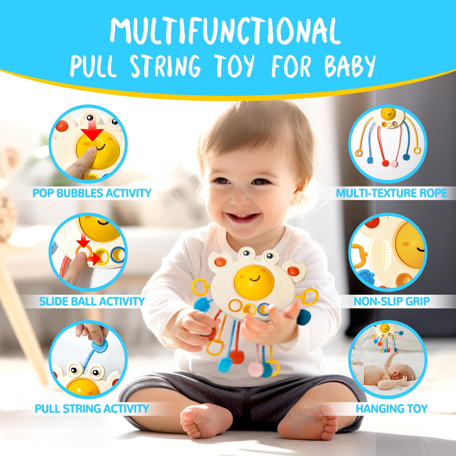 Montessori Toys for Babies 0-12 Months - 6-in-1 Sensory Stacking Blocks for Infant Development - Educational Learning Toys Gift for 1-3 Year Old Boys & Girls - Perfect for Daycare, Toddler Playtime & Early Childhood Education