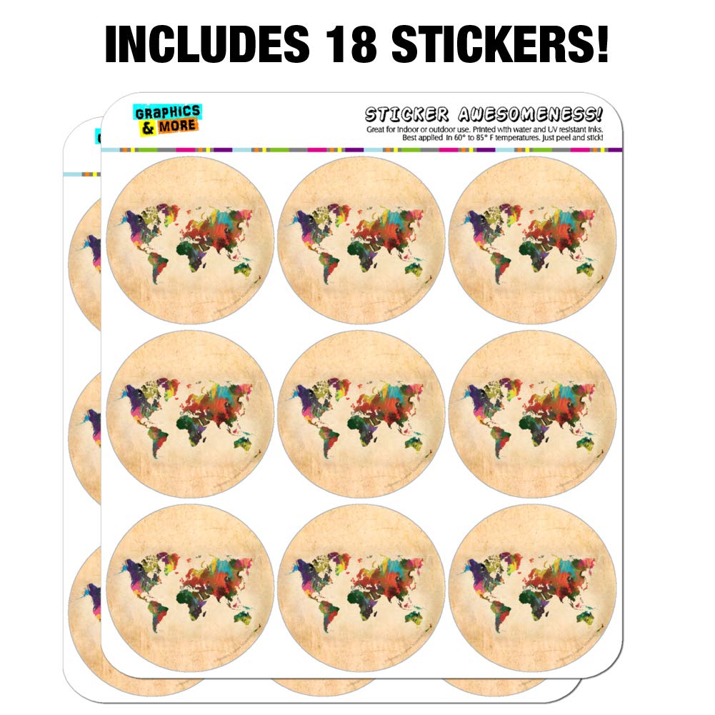 Colorful Rainbow World Map Stickers for Earth Globe, Planner, Calendar & Scrapbooking - Perfect for DIY Crafts, Journaling, and School Projects