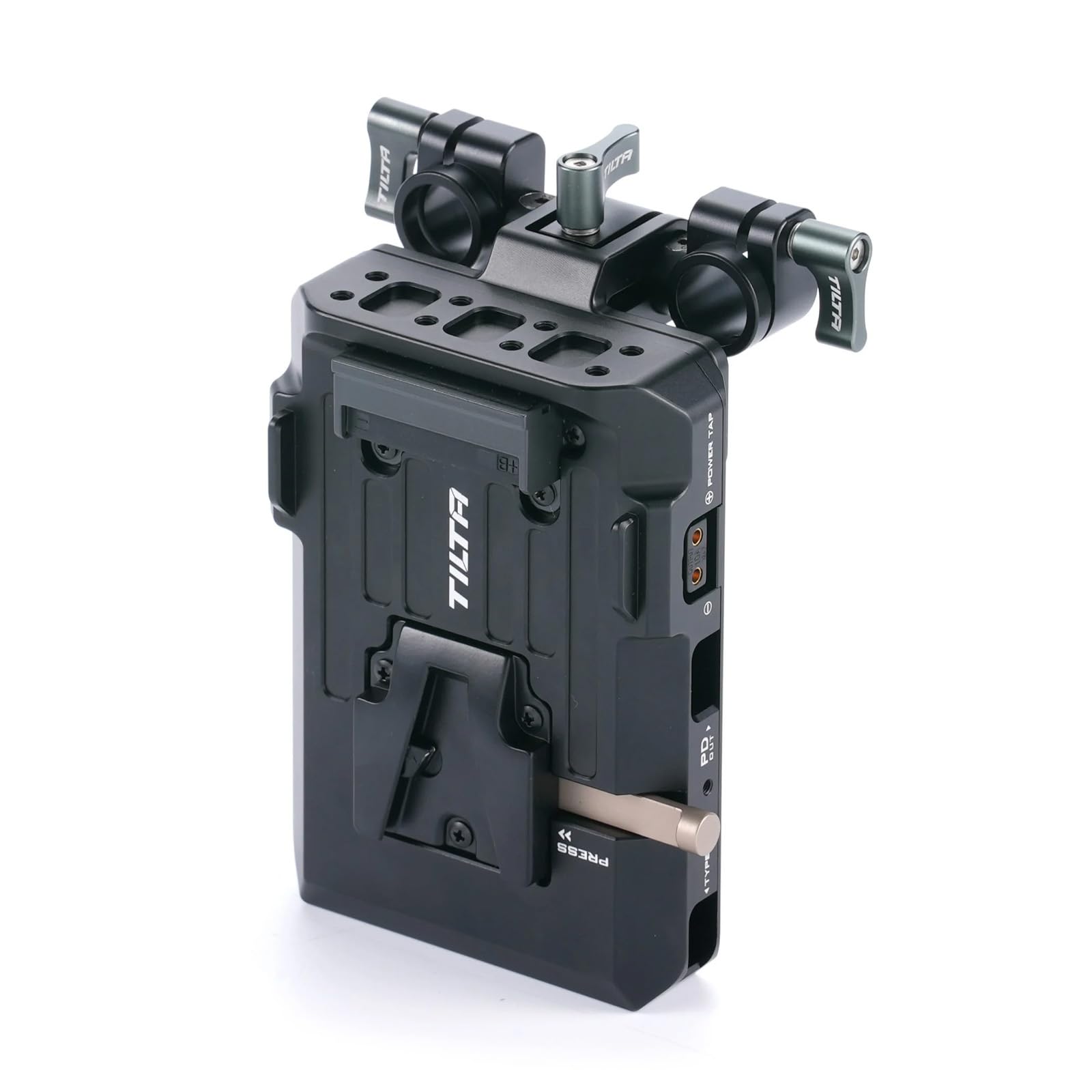 Tilta PD V Mount Battery Plate - 14.8V P-Tap Ports, 5V USB-C & 60W USB-C PD Port, 15mm LWS Rod Mount | Black (TA-BTP3-V-B) | Power Solution for DSLR Cameras, Cinema Rigs & Professional Video Equipment