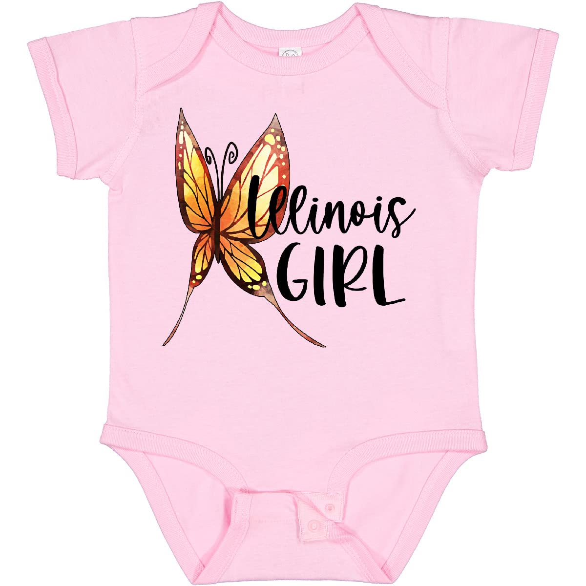 Inktastic Illinois Girl Butterfly Baby Bodysuit - Cute Butterfly Print Onesie for Infants & Toddlers - Perfect for Playdates, Family Photos & Everyday Wear
