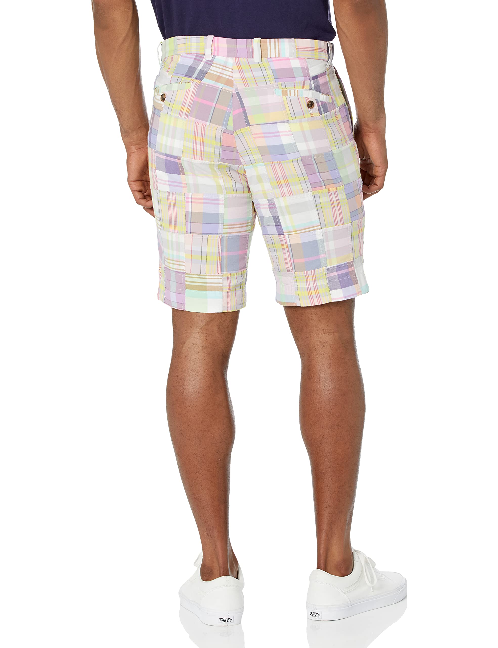 Brooks Brothers Men's Cotton Patchwork Madras Shorts - Comfortable & Stylish Casual Summer Shorts for Outdoor Activities & Vacations