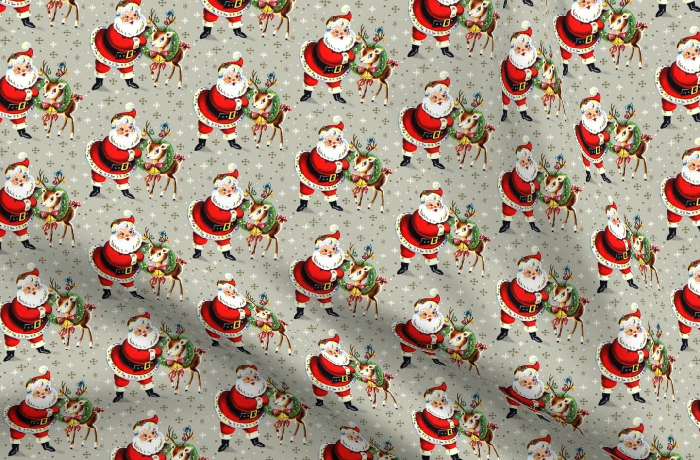 Santa Deer Printed Minky Fabric Fat Quarter - Soft Plush for Sewing Baby Blankets, Quilt Backing & DIY Crafts - Perfect for Holiday Decor, Nursery Projects & Cozy Home Textiles