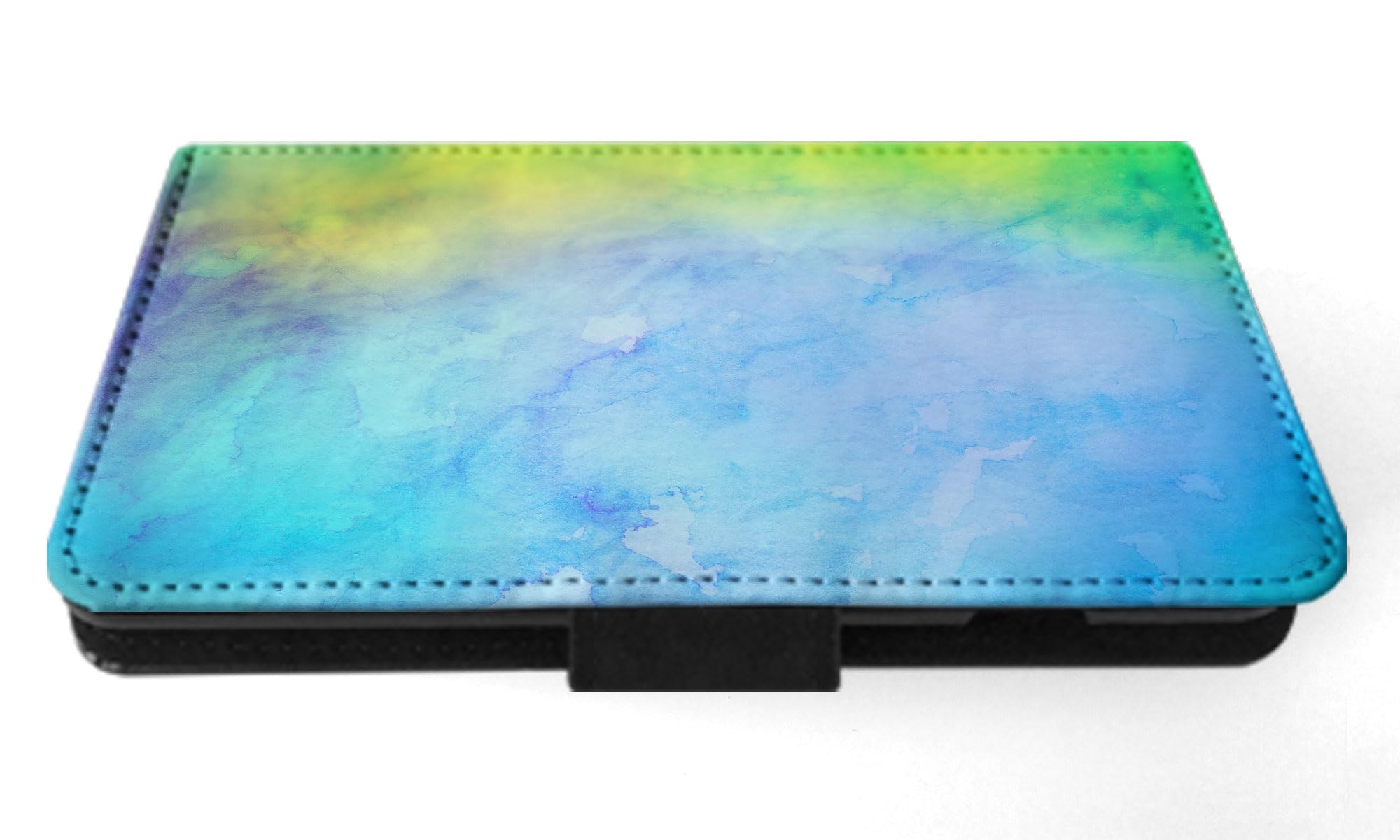 Blue Green Watercolor 19 FLIP Wallet Phone Case for Apple iPhone 15 Plus - Stylish Protective Cover with Card Slots for Everyday Use & Travel