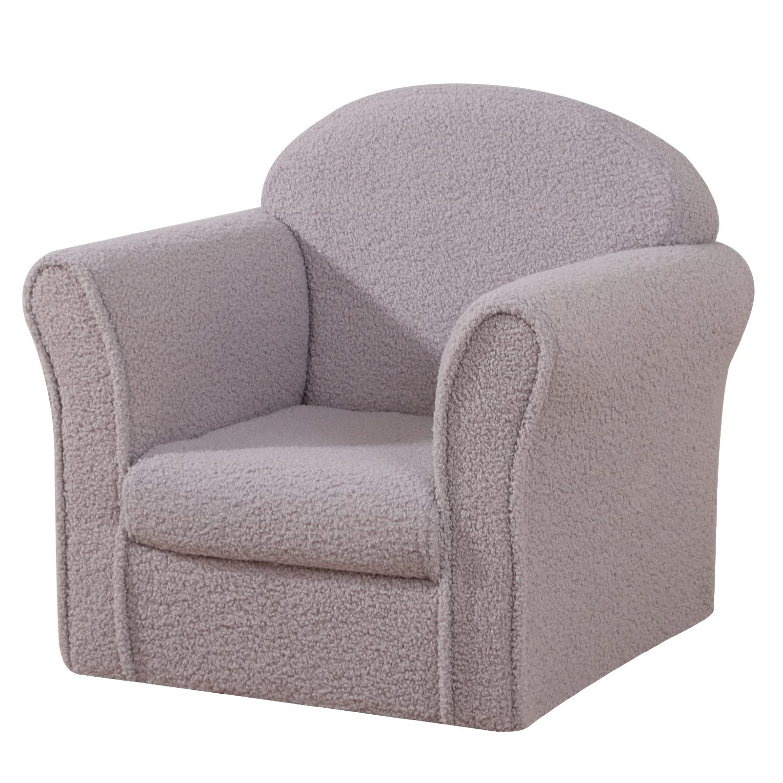 AFBKSS&BB Kids Sofa Chair - Sturdy Wooden Toddler Armchair with Armrests, Lightweight Preschool Furniture, Soft Teddy Velvet Couch for Boys & Girls (Grey) - Perfect for Playroom, Nursery, or Children's Bedroom