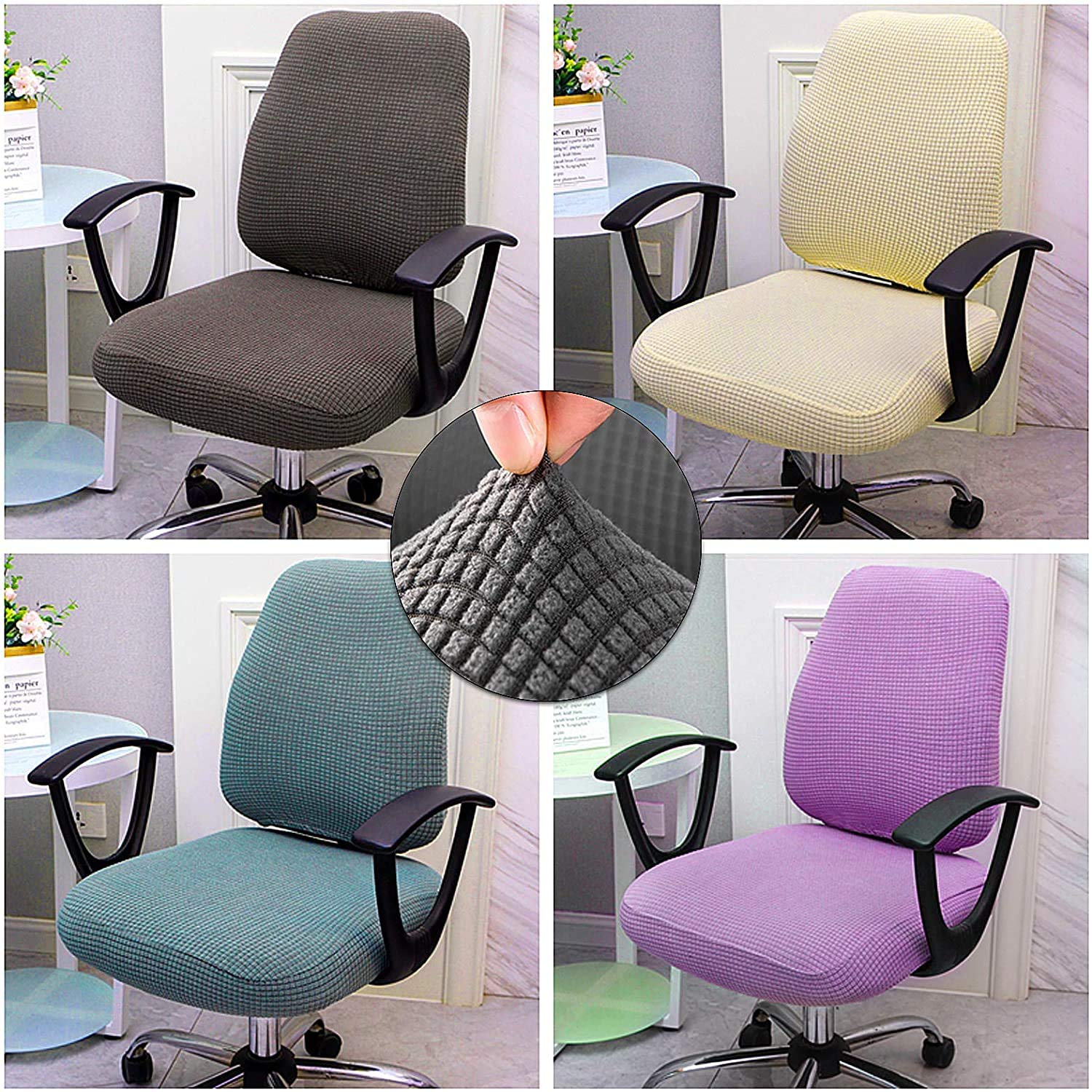 Yikko Elastic Stretch Dining Chair Covers - Super Fit Anti-Dust Spandex Slipcovers for 15-20 Inch Chairs | Washable & Removable Kitchen Seat Protectors (Grey) - Perfect for Dining Rooms, Offices & Home Decor