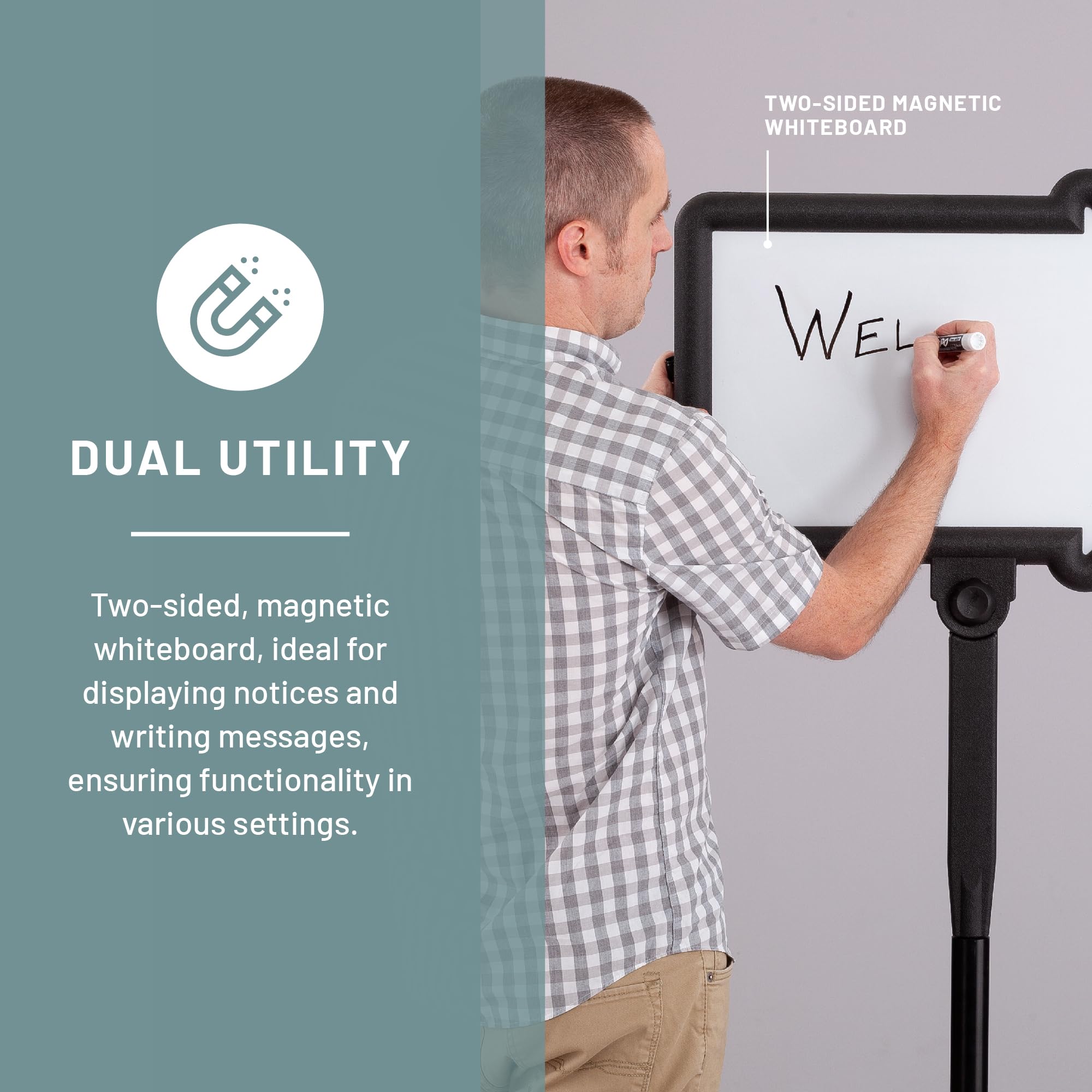 Safco Write Way Dry Erase Board Directional Arrow Sign - Dual-Sided Magnetic Whiteboard for Office, Classroom & Retail - 65