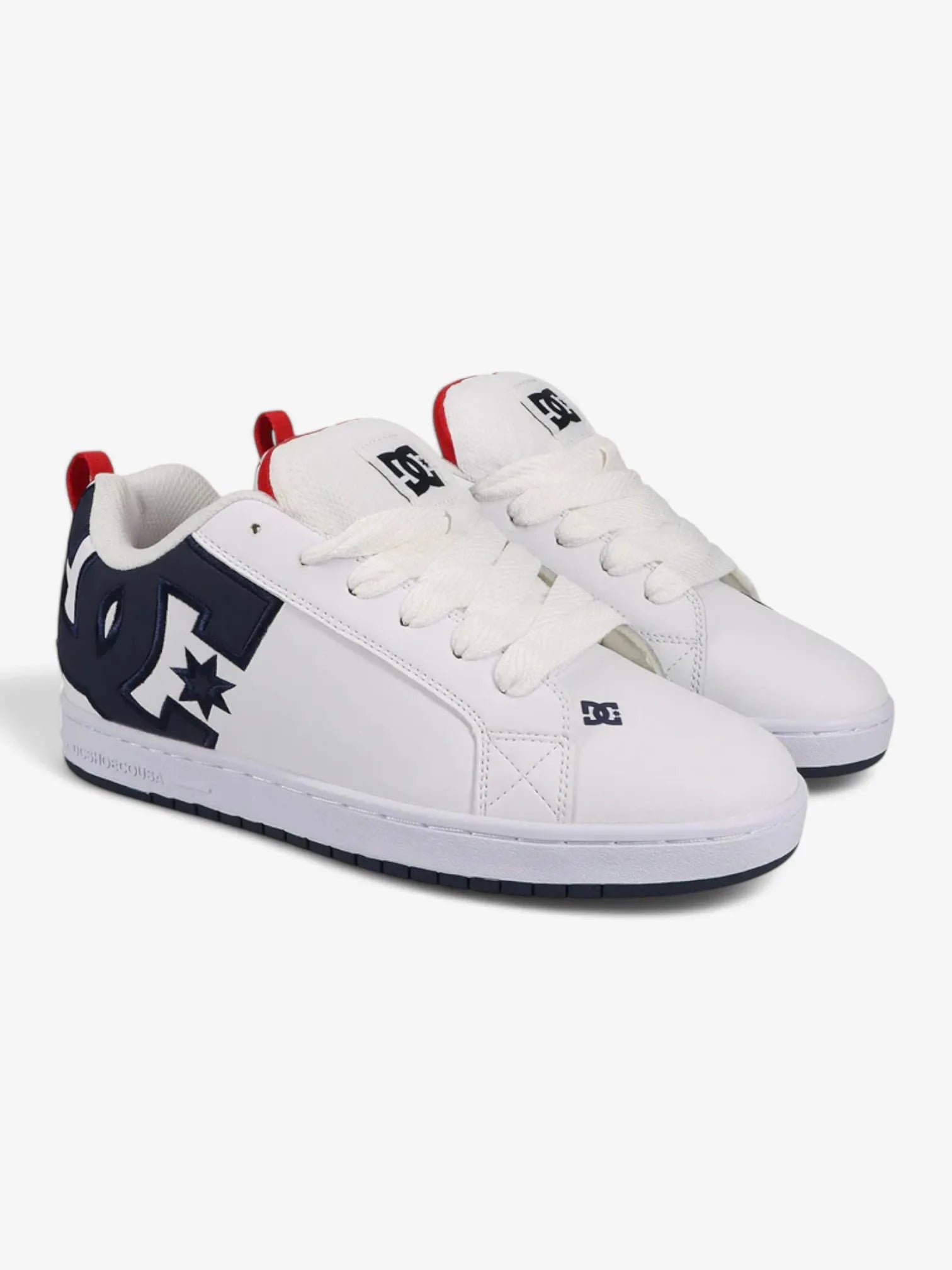 DC Court Graffik Skate Shoes for Men - White, Red & Blue - Lightweight & Durable Sneakers for Skateboarding, Streetwear & Casual Wear