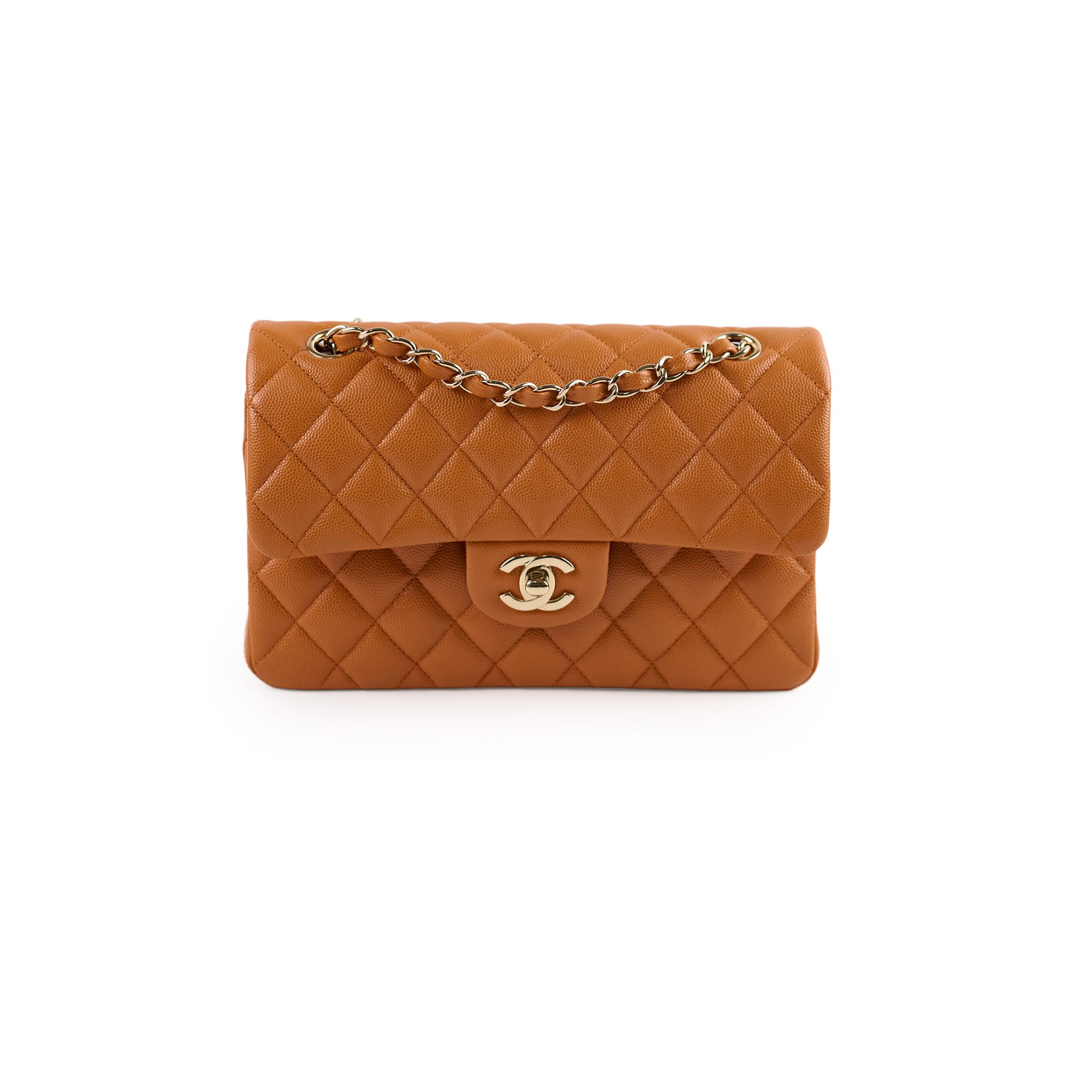 Chanel Small Classic Double Flap Bag in Caramel Caviar Leather - Luxury Crossbody Purse for Women, Perfect for Date Night & Special Occasions