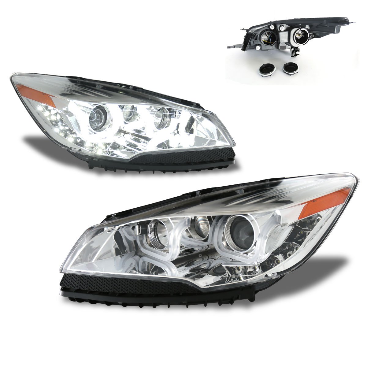 Chrome Projector Headlights U Bar For Ford Escape - LED Upgrade Kit (Pair) - Enhance Night Driving & Off-Road Visibility
