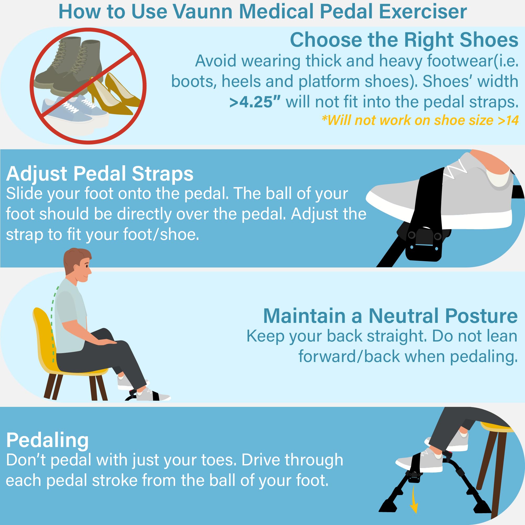 Vaunn Under Desk Bike Pedal Exerciser with LCD Display - Portable Foot Cycle Machine for Home Office, Physical Therapy & Fitness - Improve Circulation While Working or Watching TV