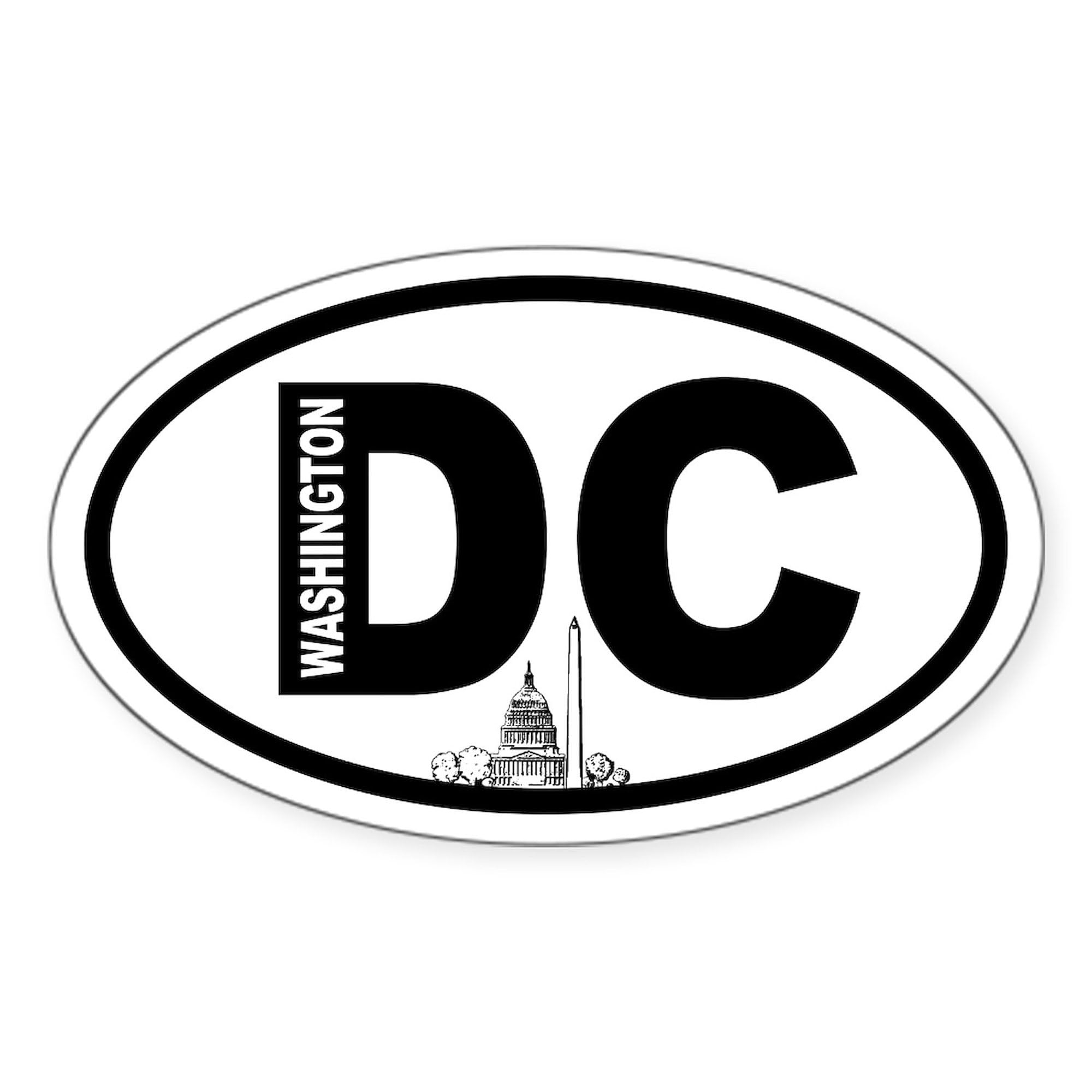 Washington DC Capitol and Monument Oval Car Bumper Sticker - Decorative Vinyl Decal for Cars, Laptops, Windows | Perfect for Travel Enthusiasts & Political Supporters