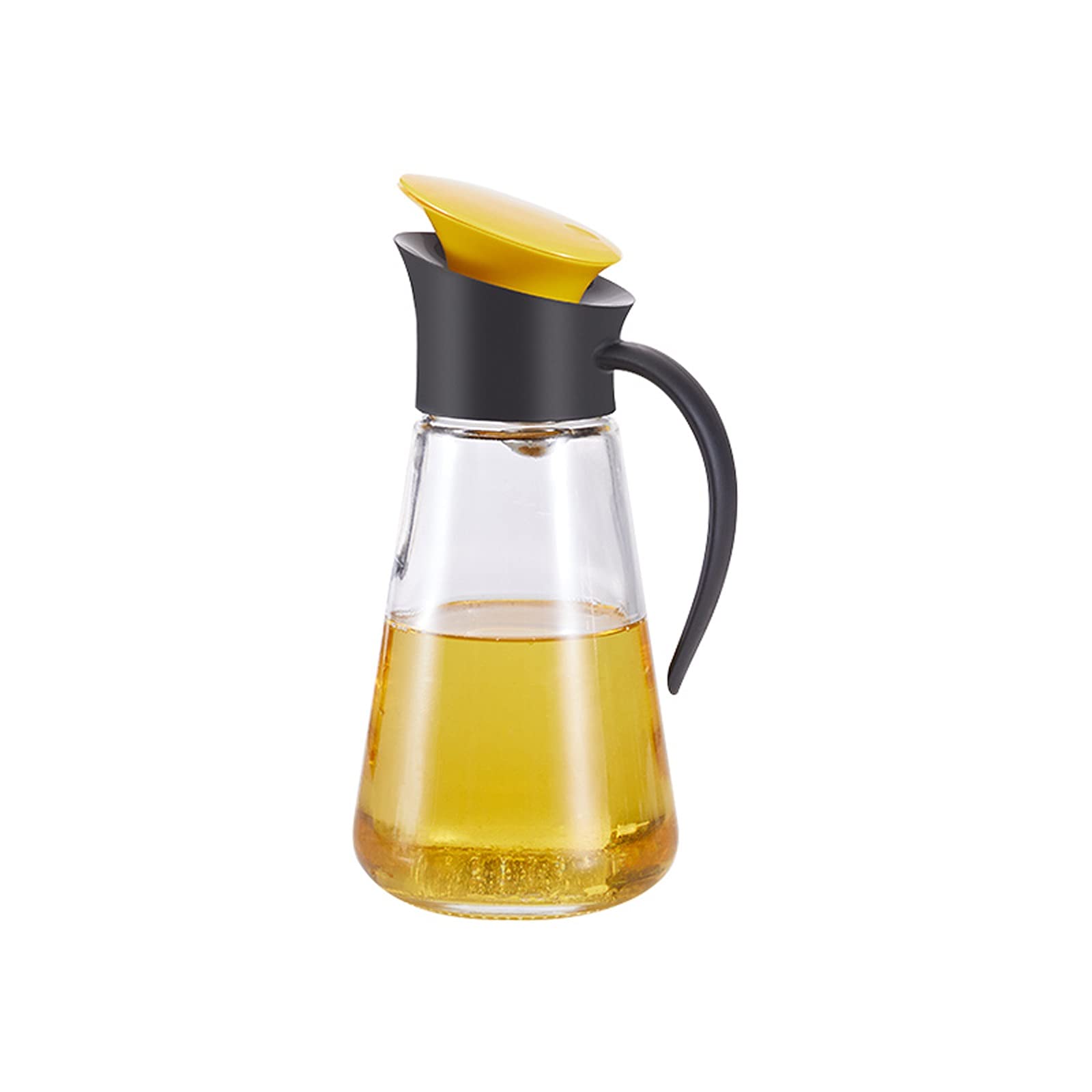 Premium Glass Oil Dispenser Bottle - Leak-Proof Kitchen Oil Bottle with Handle for Olive, Vinegar & Cooking Oils - Automatic Opening & Closing Spout - Thickened Durable Design (Yellow) - Perfect for Home Kitchen, Restaurant & Salad Dressing