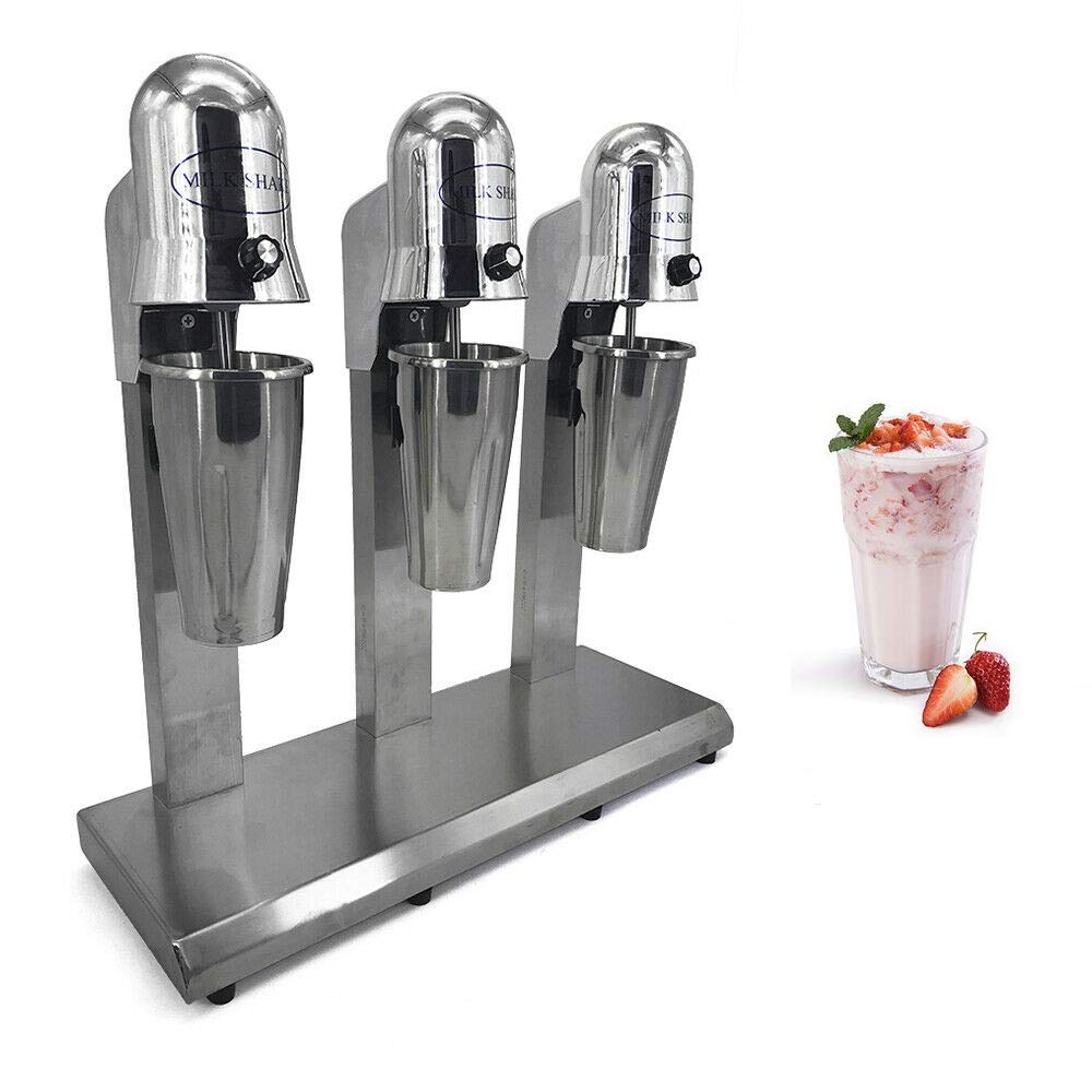 Commercial Triple Head Milkshake Maker - 18000 RPM Electric Drink Mixer with 3x180W Power, Stainless Steel Construction - Perfect for Restaurants, Cafes, Ice Cream Shops & Smoothie Bars
