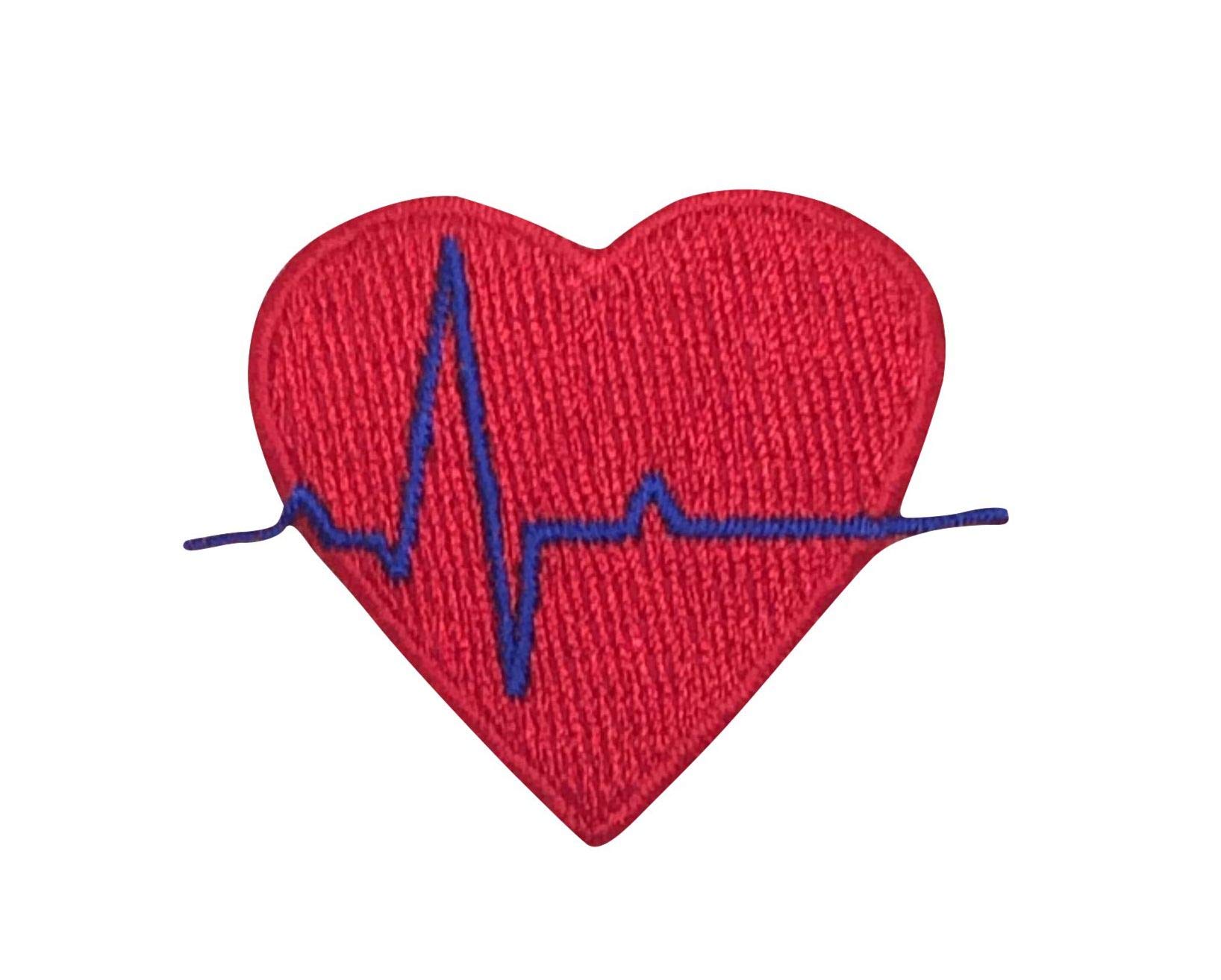 Medical Heart EKG Embroidered Iron-On Patch for Scrubs, Jackets & DIY Crafts - Perfect for Nurses, Doctors & Healthcare Professionals