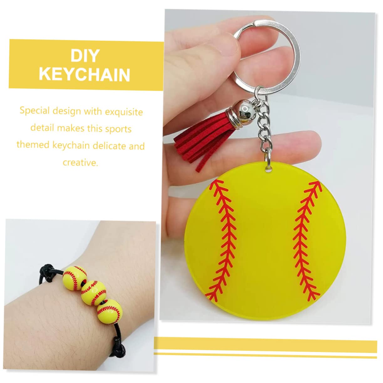 Mipcase 4 Pack Baseball Keychain Wallet Set - Braided Acrylic Keychains for Baseball Fans, Party Favors, Gifts | Perfect for Baseball Games, Team Events & Fan Giveaways