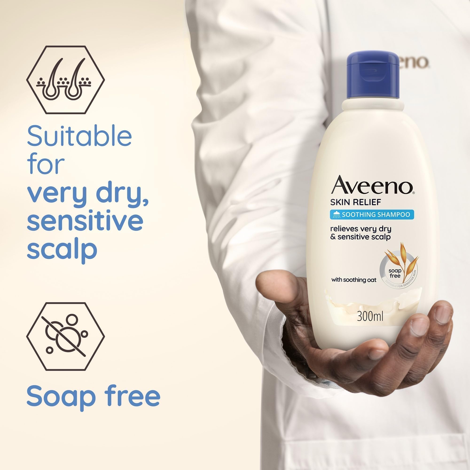 Aveeno Skin Relief Soothing Shampoo 300ml - Gentle Moisturizing Formula for Dry, Itchy Scalp - Perfect for Sensitive Skin & Daily Hair Care