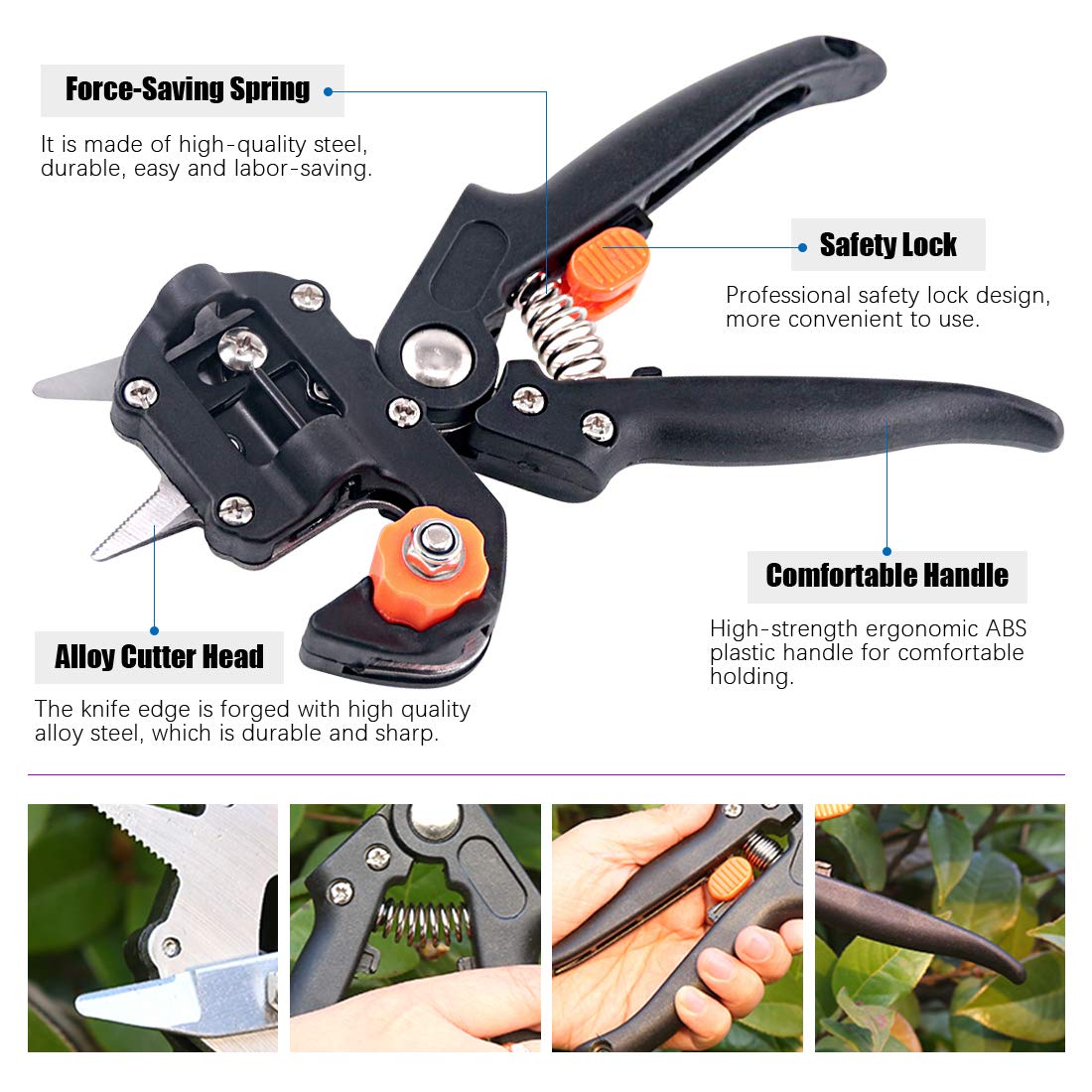 Swpeet 190Pcs 2-in-1 Professional Grafting Tool Kit - Garden Pruning Shears with 3 Extra Blades, Grafting Tapes, Rubber Bands & Gloves - Perfect for Plant Branch Cutting, Tree Grafting & Gardening Projects