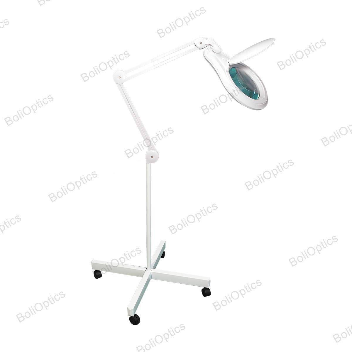 BoliOptics Professional LED Magnifying Lamp with Glass Lens - 5 Diopter, Dimmable 1200 Lumens, 5600K-6000K Daylight, 60 SMD LEDs on Rolling Floor Stand - Perfect for Jewelry Making, Watch Repair, Crafts & Reading