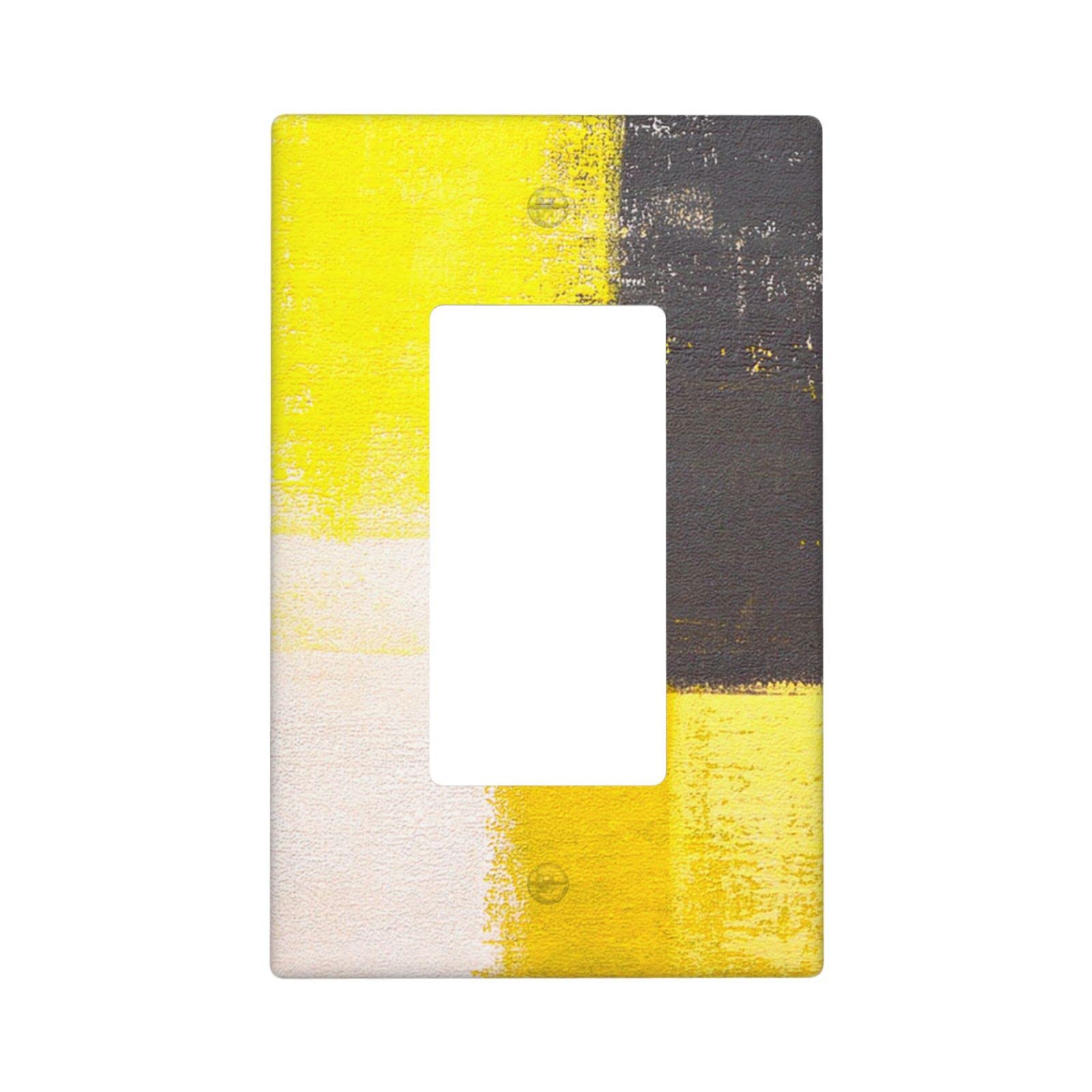 Abstract Yellow Single Rocker Light Switch Cover - Decorative 1 Gang Outlet Cover Wall Plate - Funny Light Switch Faceplate 4.5