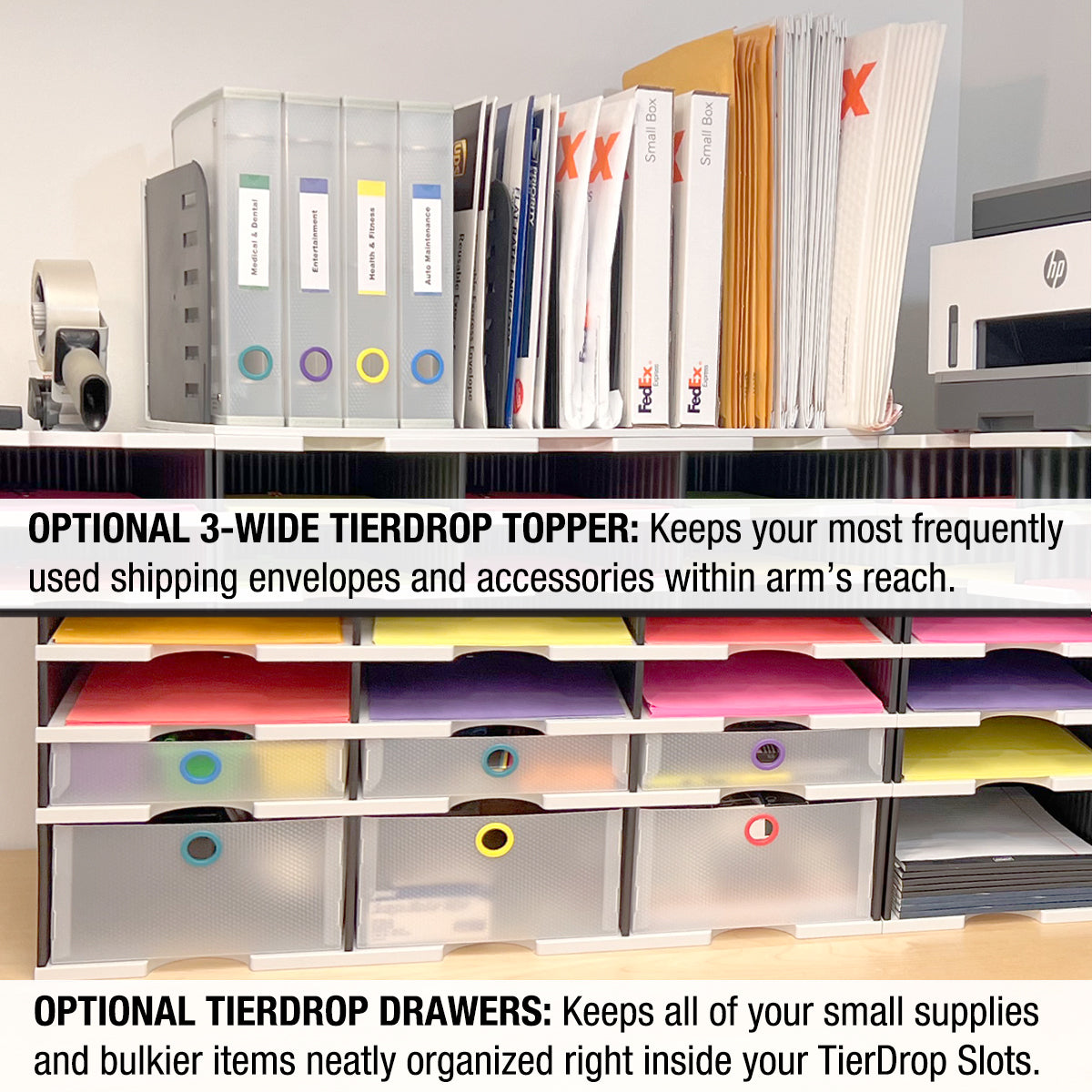Ultimate Office TierDrop™ PLUS 40 Slot Organizer with Riser Storage Base - 38