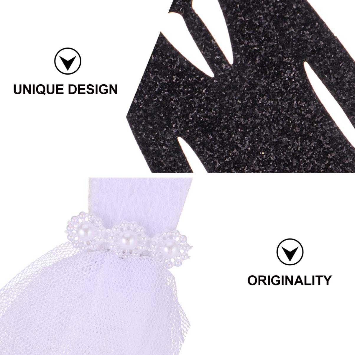 Elegant Hemoton Wedding Cake Toppers Set of 5 - Baby Shower Cupcake Decorations, Gauze Skirt Yarn Picks for European & American Brides - Perfect for Wedding Parties, Baby Showers & Special Celebrations