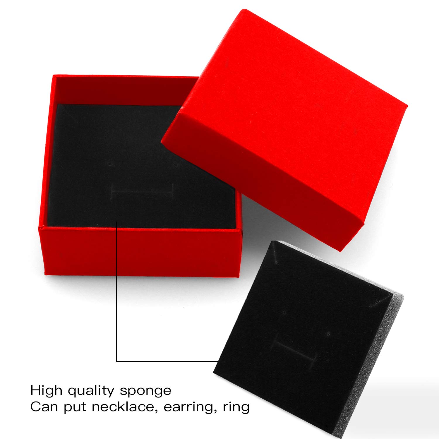 12-Piece Square Cardboard Jewelry Gift Box Set with Cotton Filling - 2.75x2.75x1 Inches (Red) - Perfect for Necklaces, Earrings, Rings & Small Jewelry Gifts - Ideal for Valentine's Day, Birthday, Wedding & Anniversary Presents
