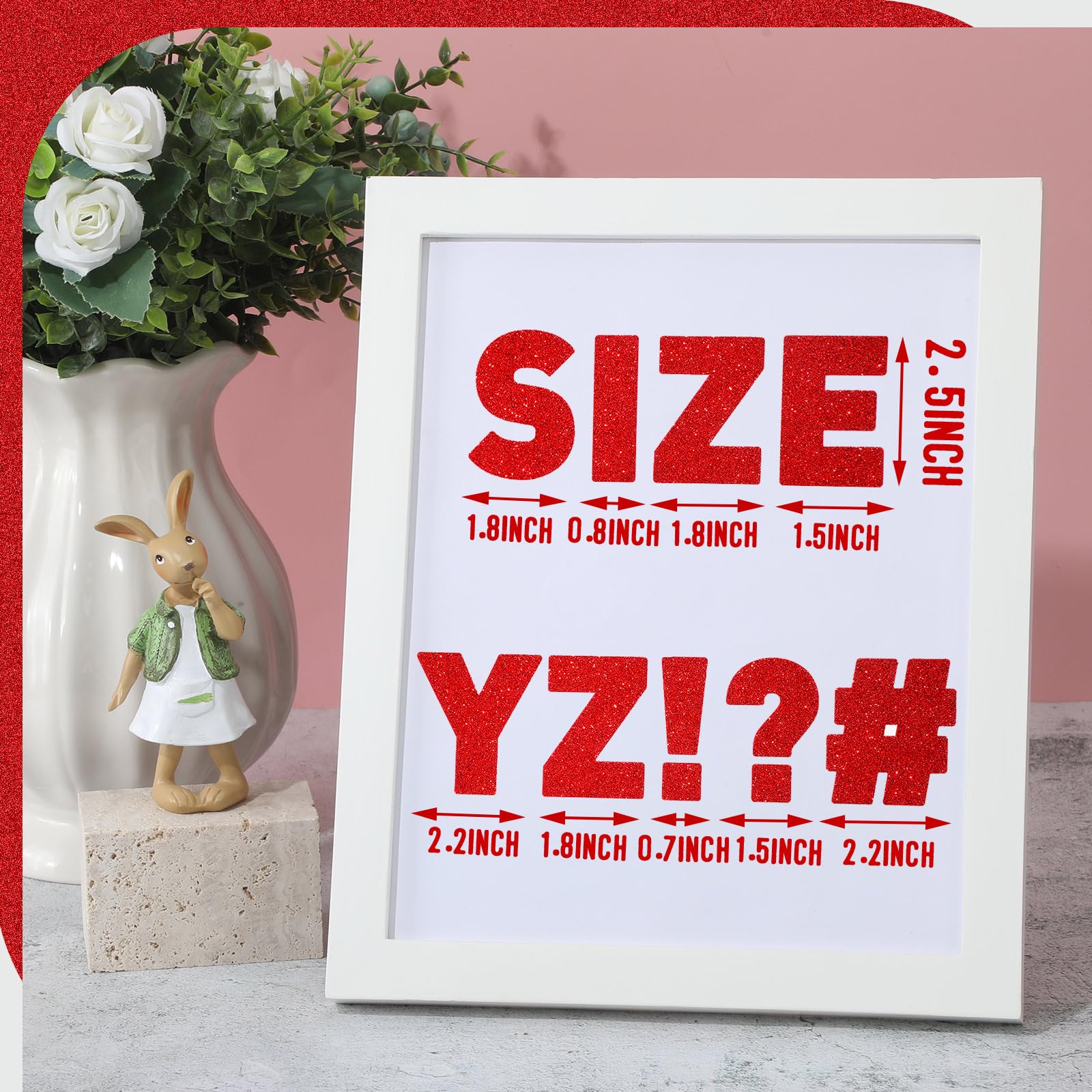 Harloon 232 Pcs Large Glitter Letter Stickers - 24 Sheets Self-Adhesive Alphabet Letters Kit with Big Font for Mailbox, Bulletin Boards, Classroom & Home Decor (Red, 2.5 Inch) - Perfect for DIY Crafts, Scrapbooking, Party Decorations & School Projects