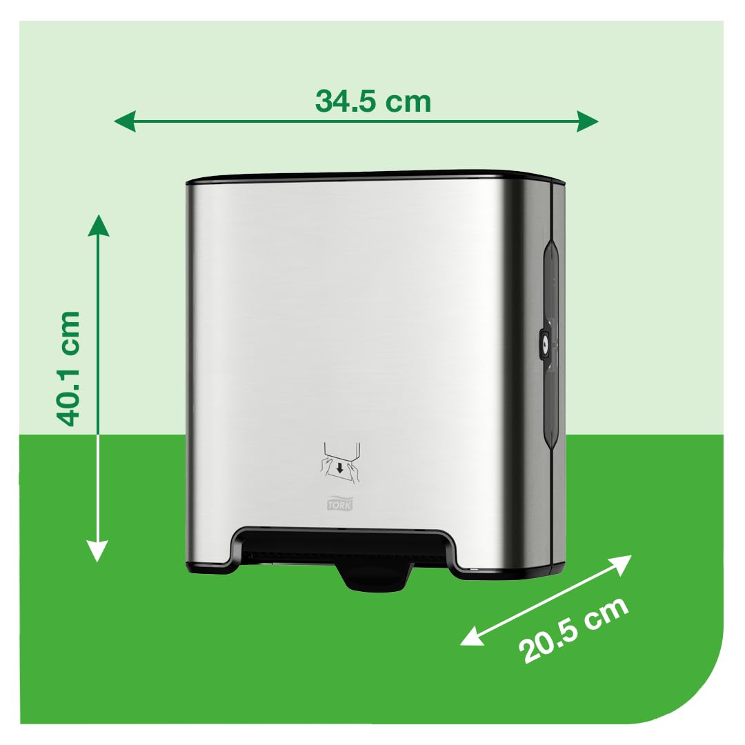Tork Matic Paper Hand Towel Roll Dispenser - Stainless Steel H1, One-at-a-Time Dispensing for Restaurants, Offices & Public Restrooms - Image Range 461002