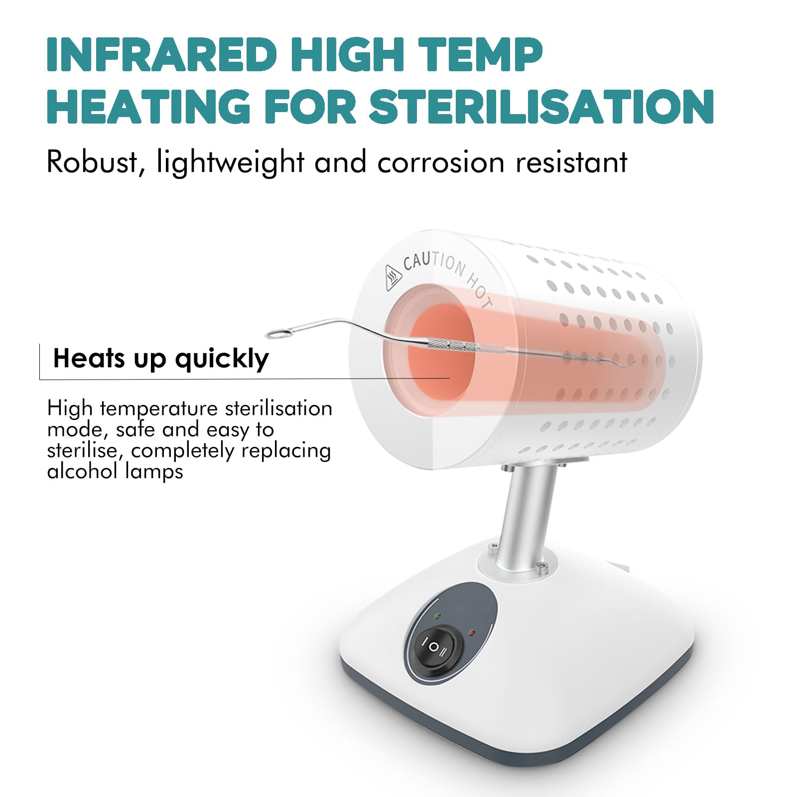 Lab DS-900 Infrared Sterilizer Autoclave - 2 Adjustable Temperature Settings (400°C/825°C) - 110V 150W for Medical Tools Like Scalpels, Needles & Inoculating Loops - Ideal for Lab, Clinic & Vaccination Sterilization