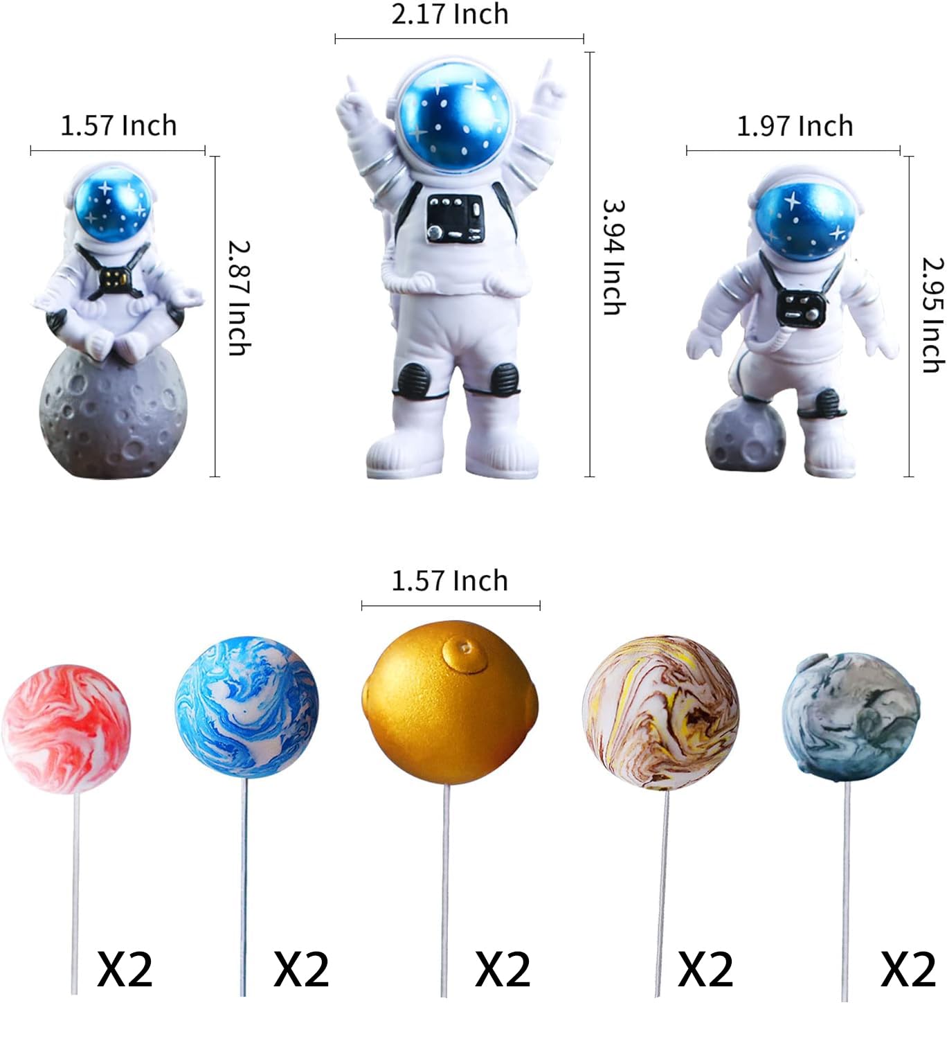 LaVenty 13 PCS Outer Space Party Supplies - Galaxy, Astronaut, Rocket & Planet Cake Toppers for Birthday, Baby Shower & Space Themed Celebrations