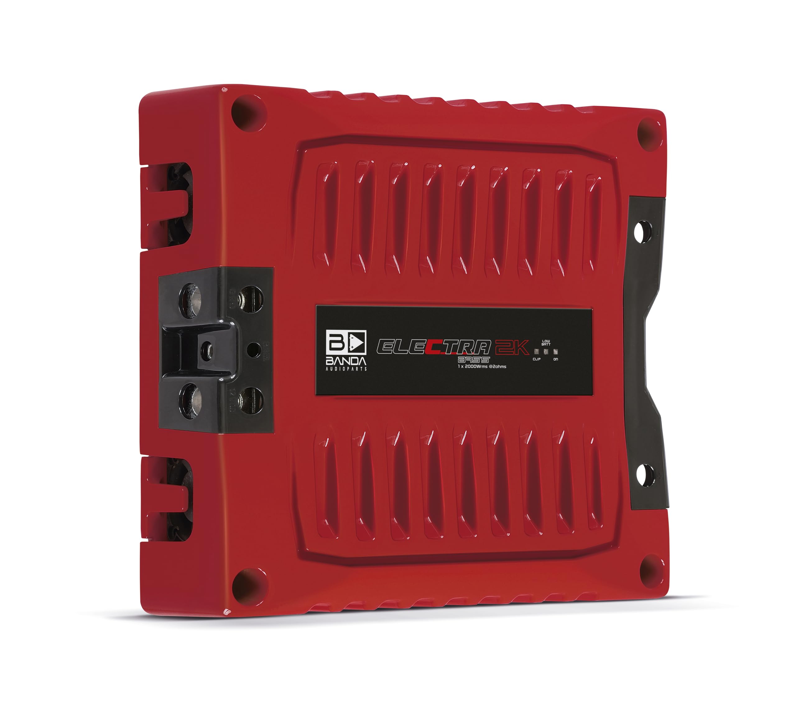 1-Channel 2000W Mono Car Audio Amplifier - High Power Bass Amp with Subsonic Filter, Low Pass Filter, 2 Ohm Stable, LED Indicators - Perfect for Car Audio Systems, Bass Boost, and Subwoofer Setup (Red)