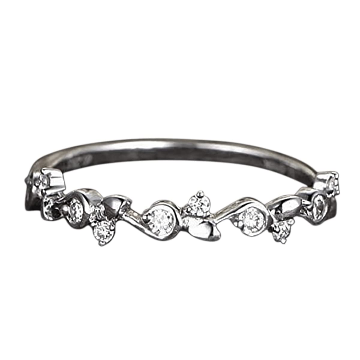 0.25 Carat Moissanite Wedding Band - Half Eternity Floral Design Anniversary Ring - 18K Gold Plated Stackable Deco Ring for Women - Perfect for Bridal Jewelry, Engagement Stacking & Special Occasions
