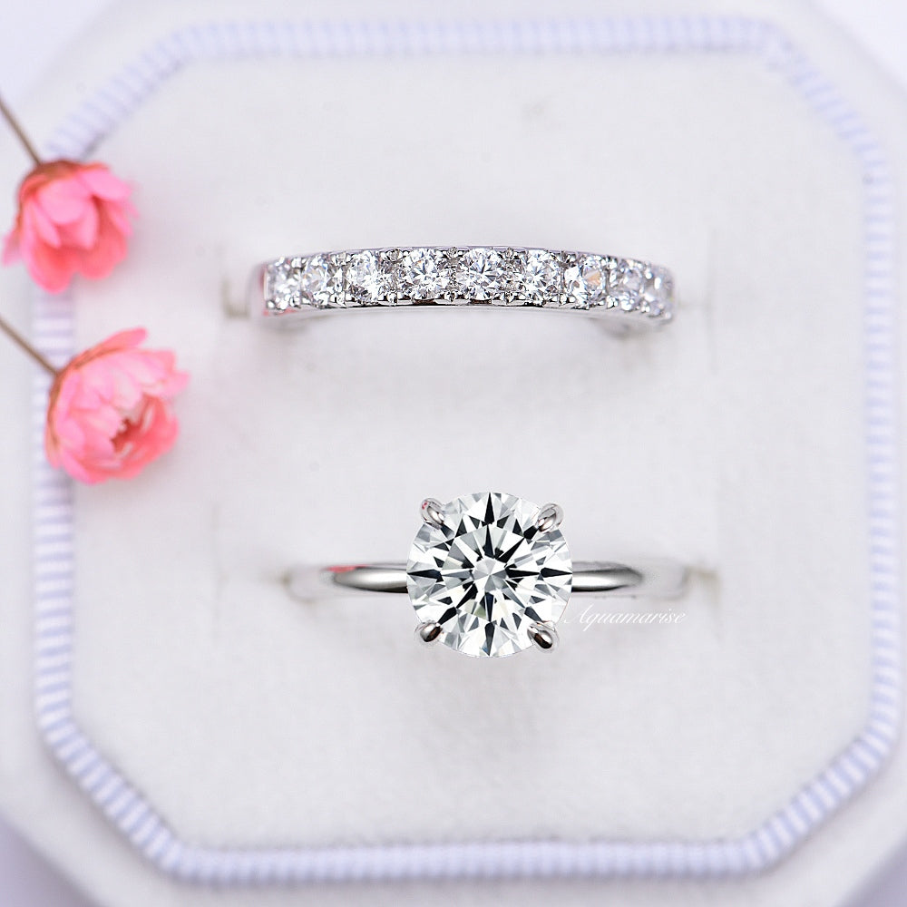 Lab Grown Diamond Solitaire Engagement Ring Set - 14K White Gold IGI Certified for Women | Perfect Proposal, Wedding & Anniversary Jewelry Gift