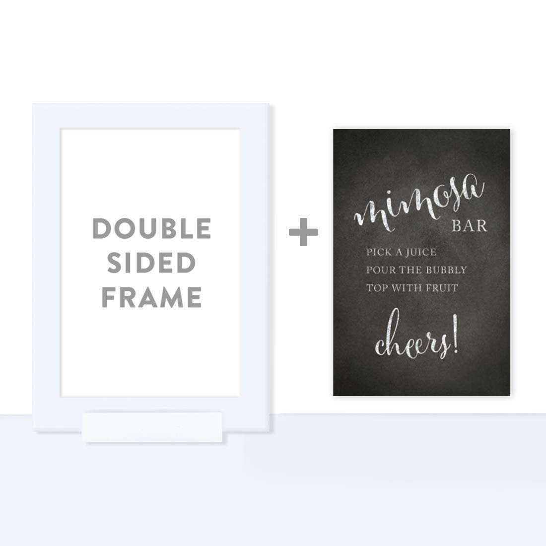 Vintage Chalkboard Wedding Party Signs - 4x6 Inch Framed Mimosa Bar Sign with 'Pick a Juice, Pour Bubbly, Top with Fruit' Design - Perfect for Bridal Showers, Receptions & Dessert Tables - 1-Pack