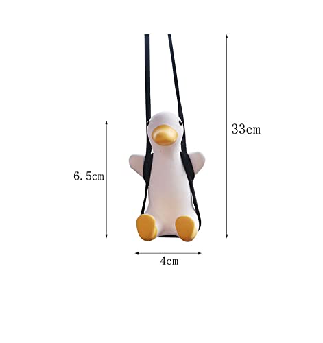 Cute Duck Swing Hanging Car Mirror - Adorable Interior Rearview Mirror Charm for Cars - Perfect for Adding Fun & Personality to Your Vehicle Interior