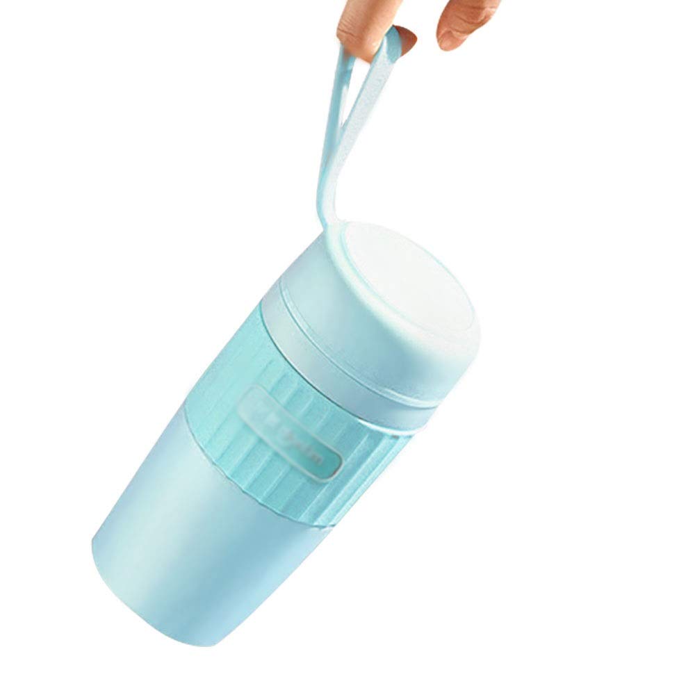 GOOBIX Portable Soy Milk Maker - Mini Multi-Function Automatic Heating Cooker for Soy Milk, Rice Paste - 250ml Insulated Cup, No Filter Needed (Blue) - Perfect for Home, Office & Travel Use