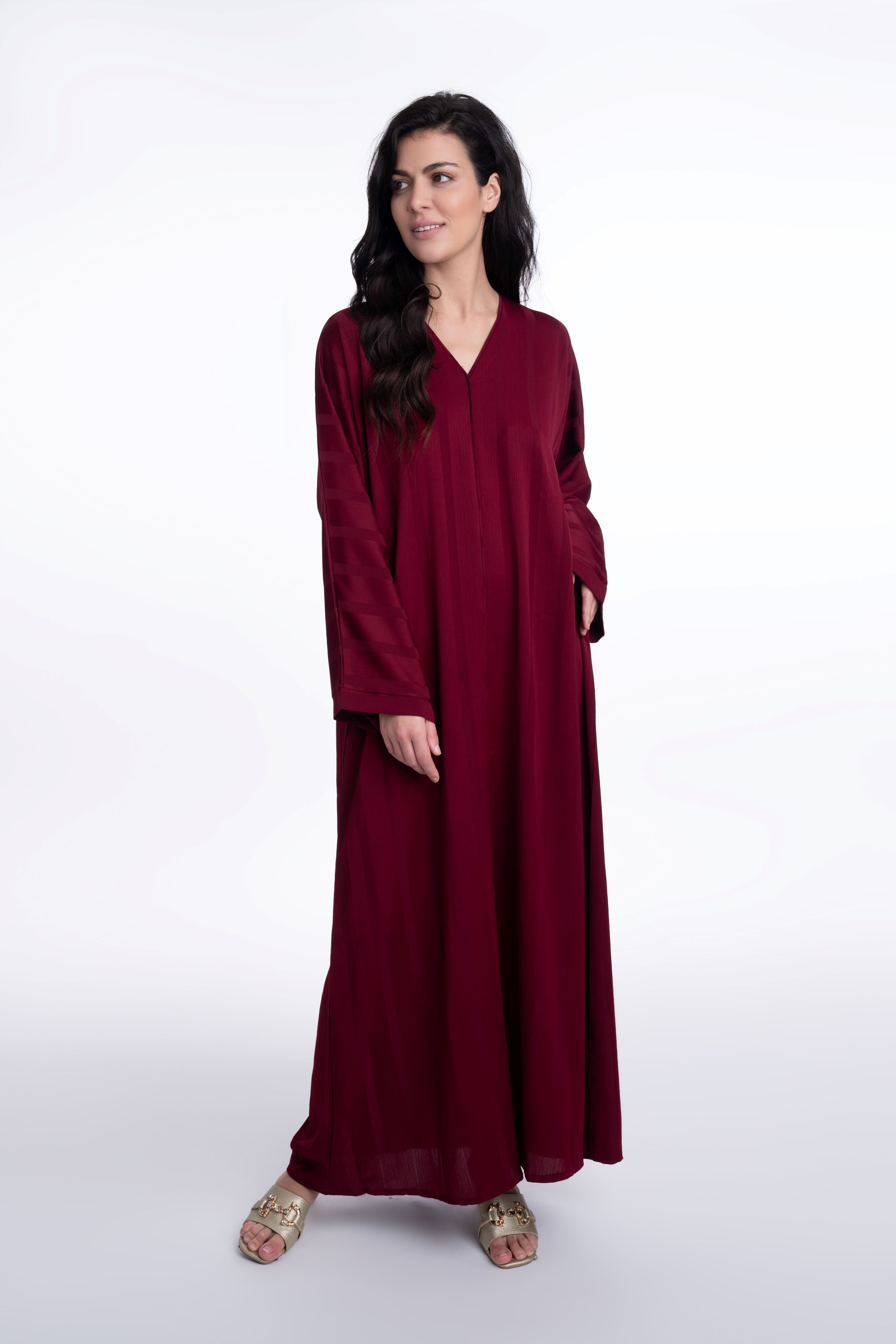 Maaria Abaya Maroon - Elegant Islamic Dress for Women | Perfect for Prayer, Eid, and Special Occasions