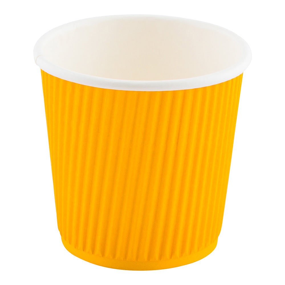 4 oz Yellow Paper Coffee Cups with Ripple Wall - 2.5