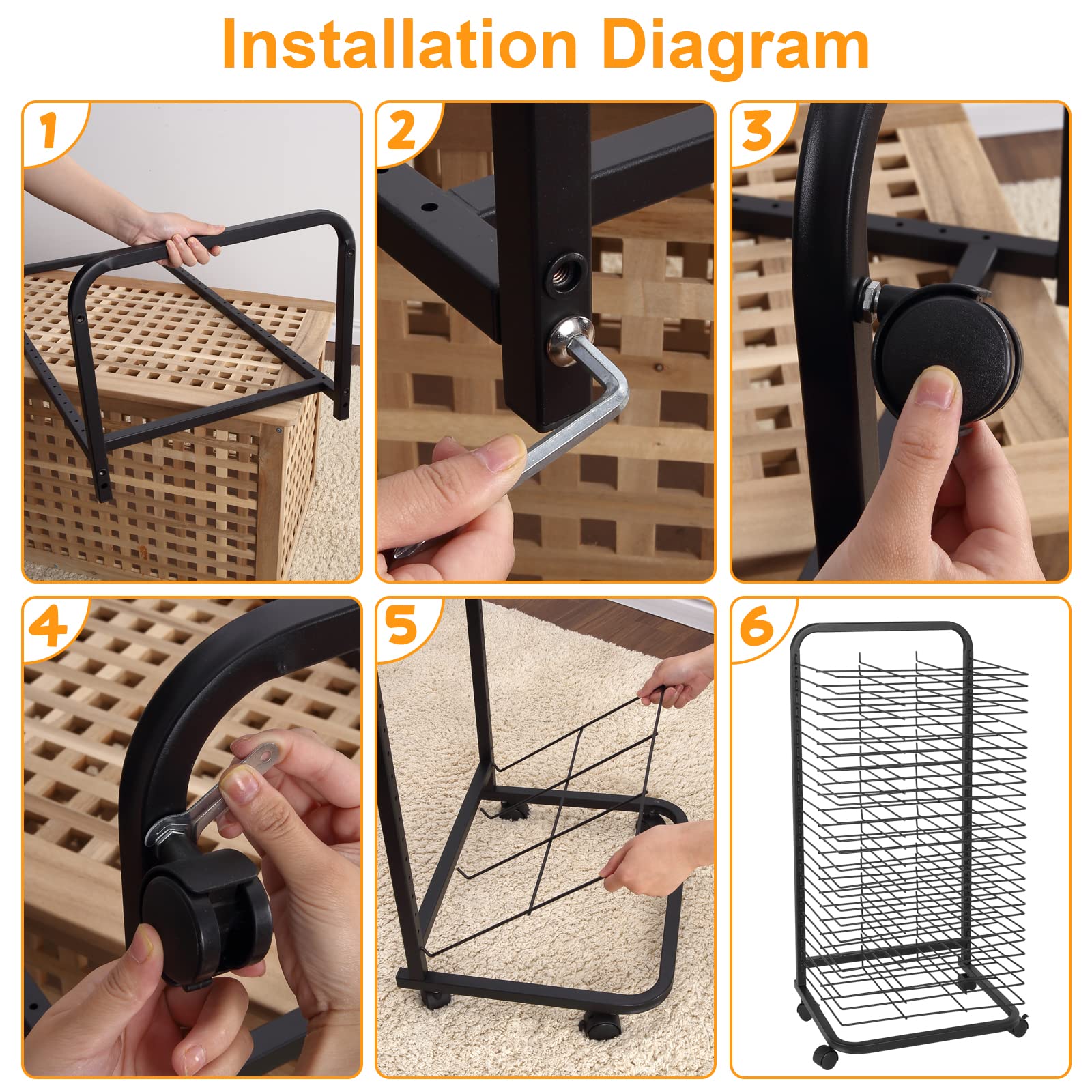 GARVEE 25-Shelf Art Drying Rack - 41.5 Inch Tall Adjustable Mobile Storage for Artists | Perfect for Painting Studios, Classroom & Home Art Projects