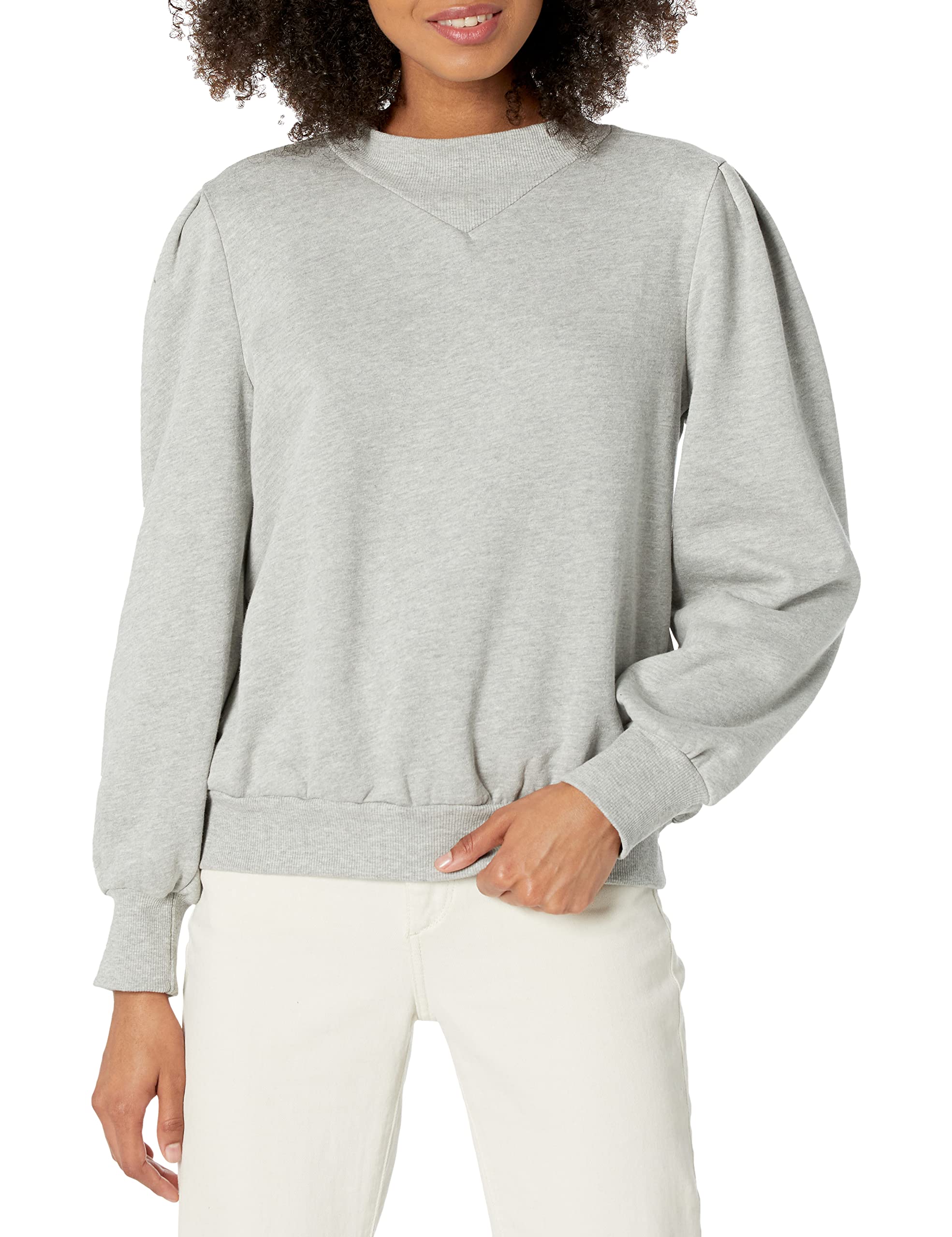 Cable Knit Women's Blouson Sleeve Sweatshirt - Cozy Casual Pullover for Fall & Winter - Perfect for Outfits, Layering and Daily Wear